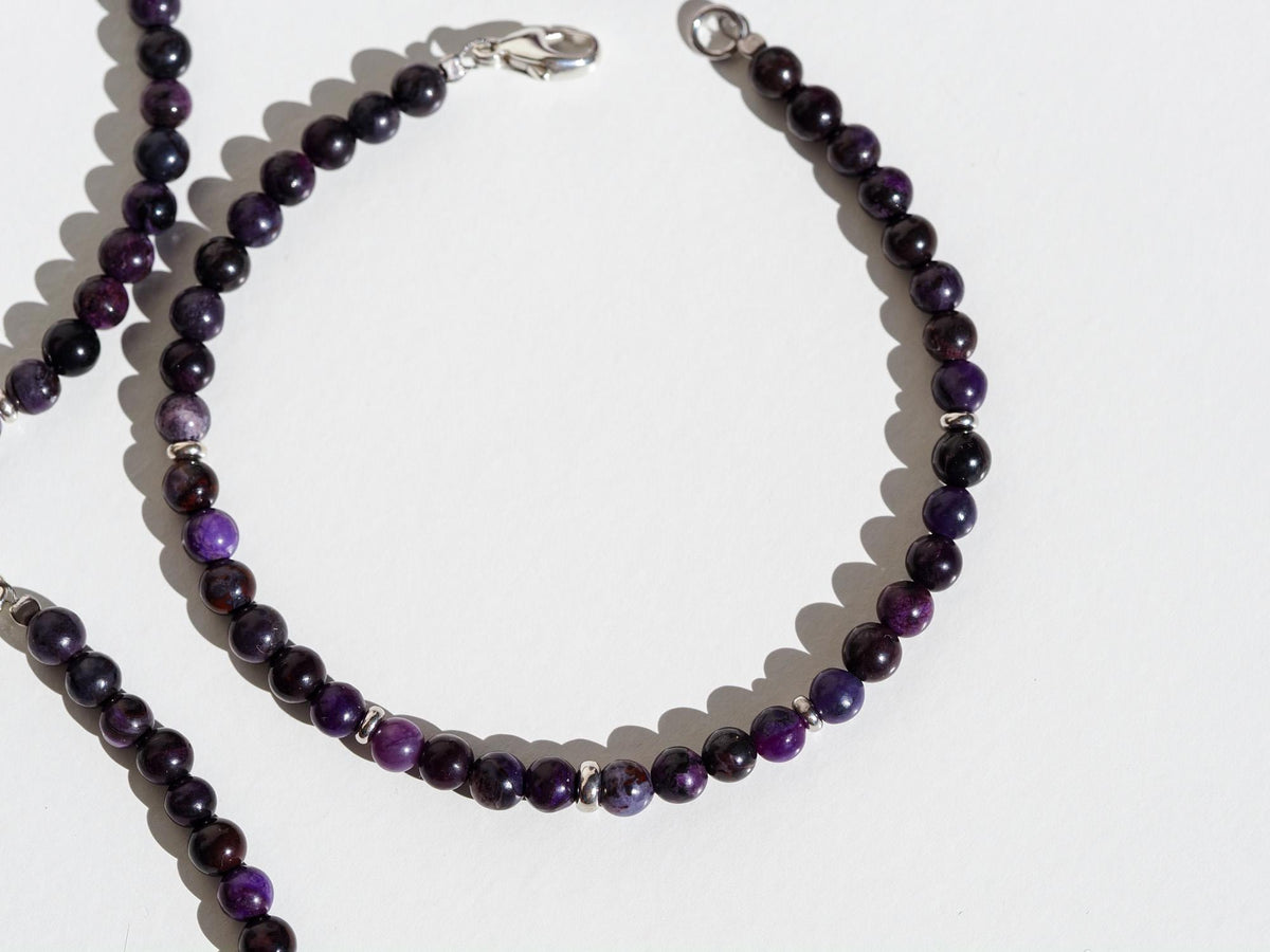 Sugilith Armband 925er Silber echter unbehandelter Sugilit aus der Wessels Mine
