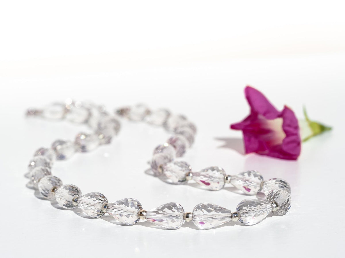 Bergkristall Kette Tropfen Silber 43,5cm +Verlängerung