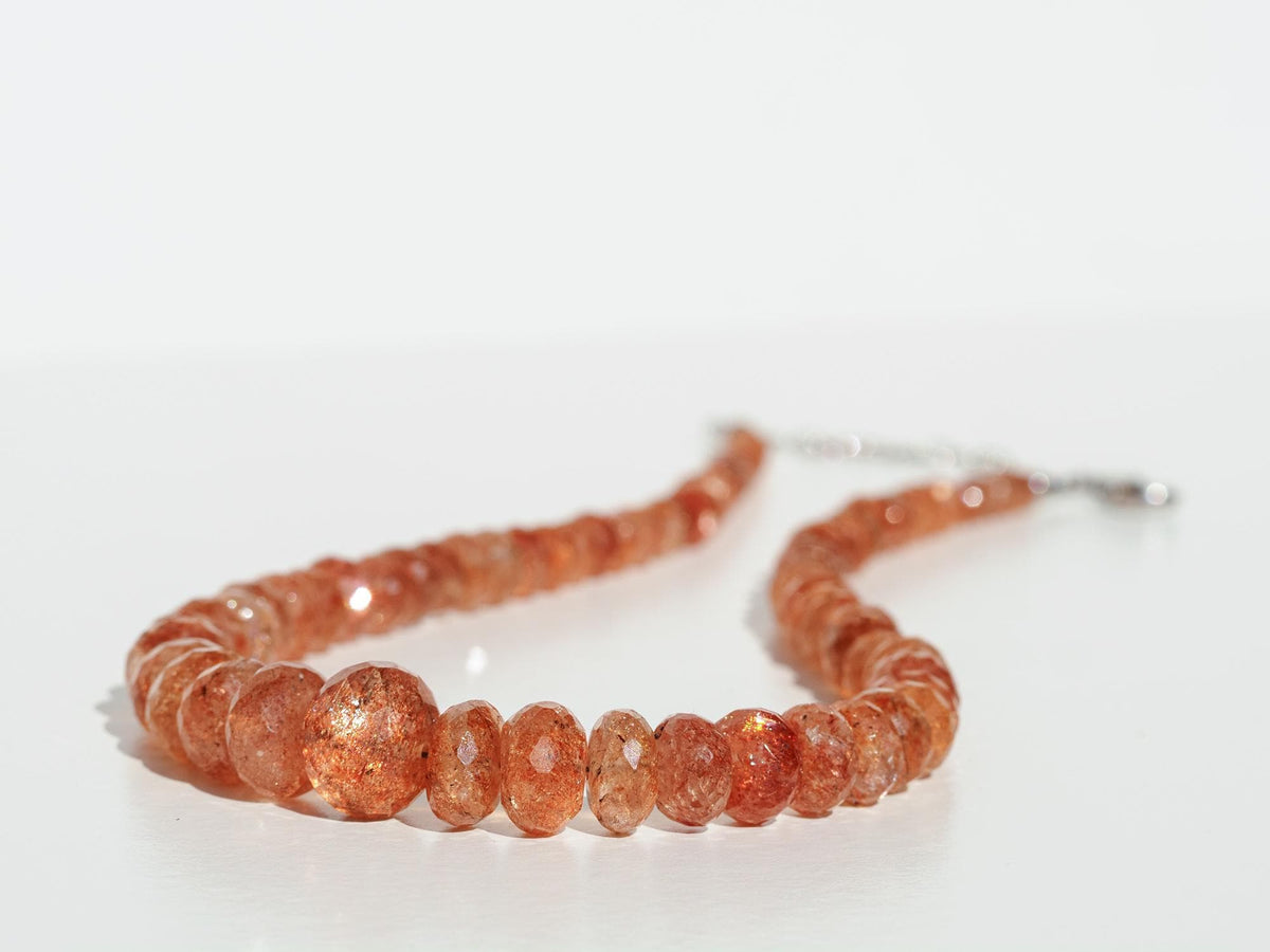 Sonnenstein Kette Tansania facettiert intensiv orange 925 Silber