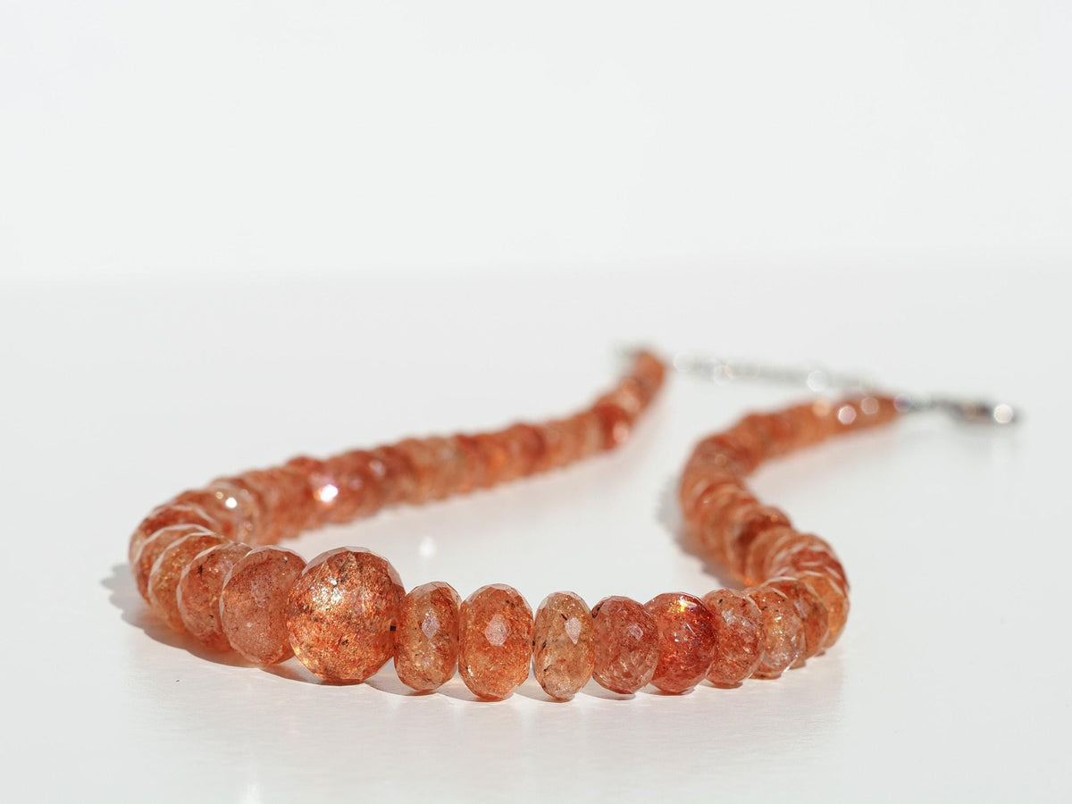 Sonnenstein Kette Tansania facettiert intensiv orange 925 Silber