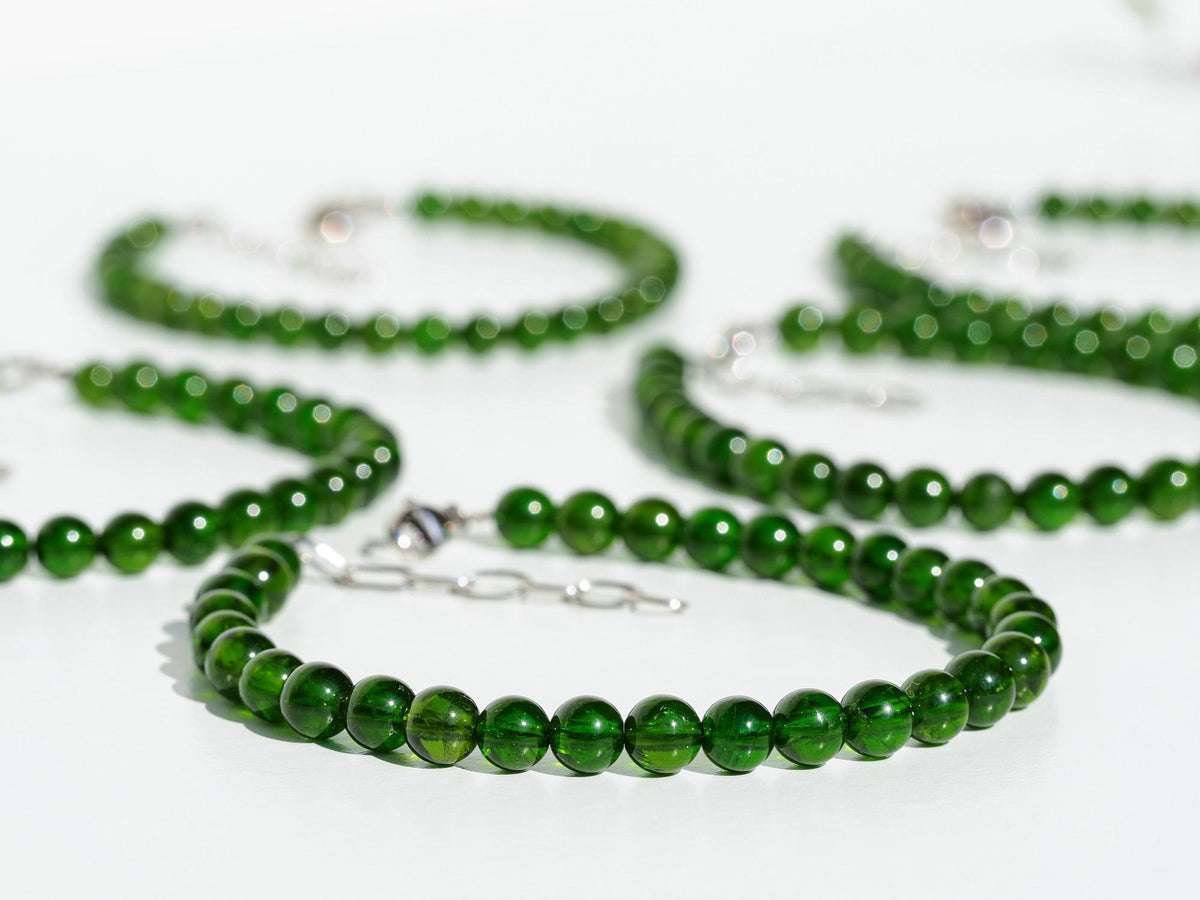 Chromdiopsid Kette grünes Edelstein Collier facettiert