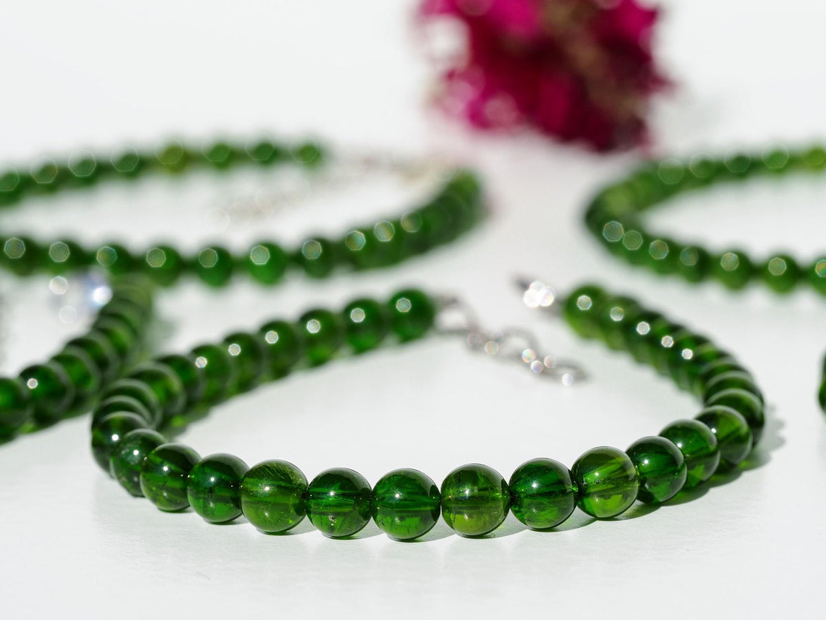 Chromdiopsid Kette grünes Edelstein Collier facettiert