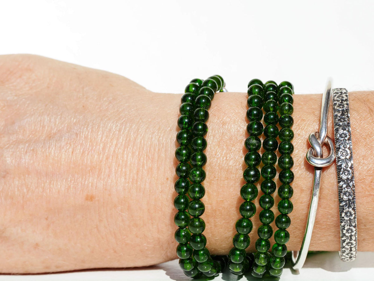 Chromdiopsid Kette grünes Edelstein Collier facettiert