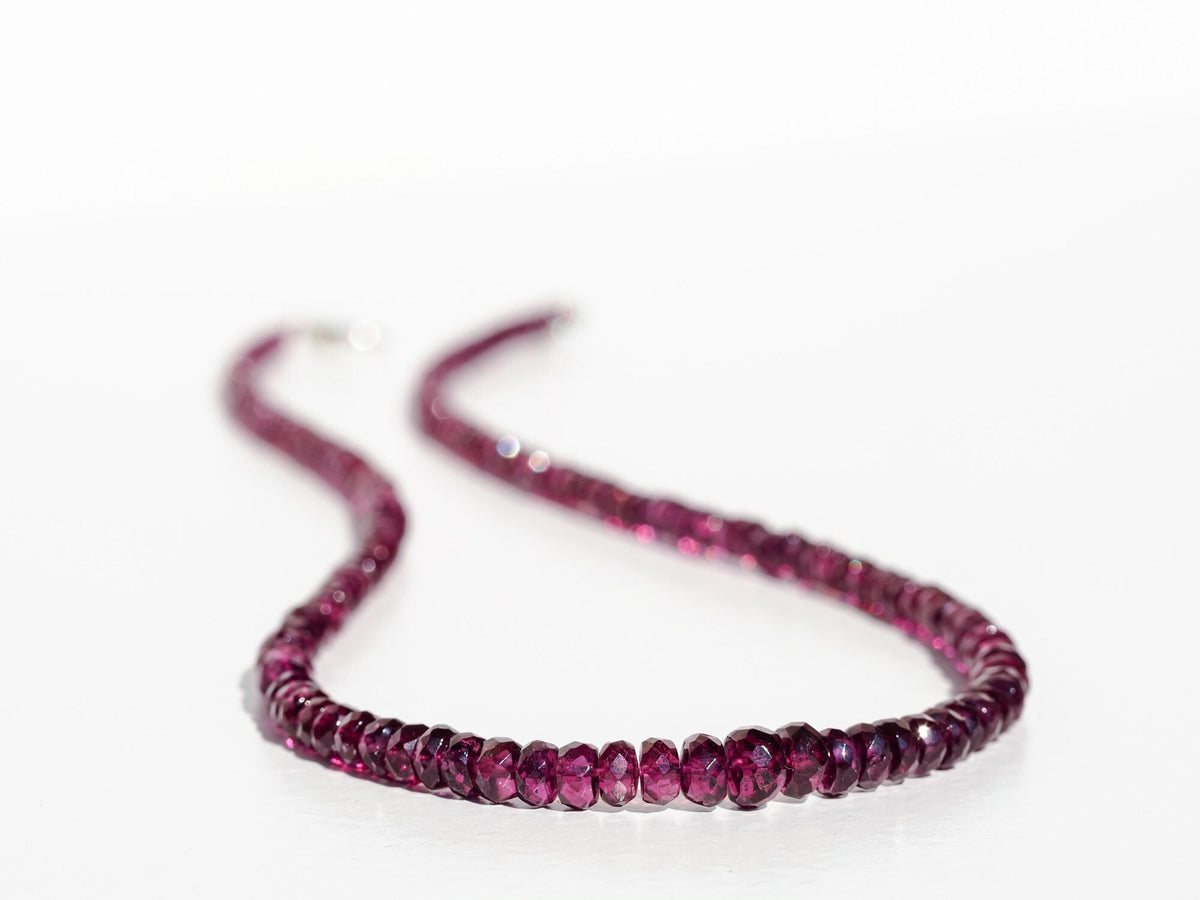 Granat Kette Rhodolith Top-Qualität lange Halskette 925 Silber 100% Natur