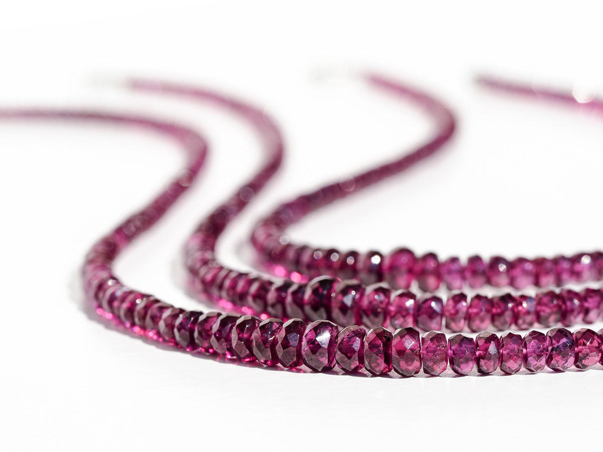 Granat Kette Rhodolith Top-Qualität lange Halskette 925 Silber 100% Natur