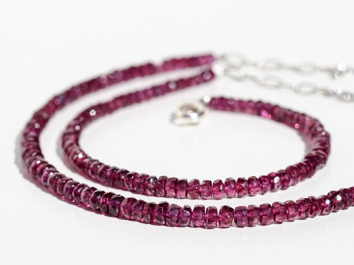 Granat Armband Rhodolith Top Qualität Halskette mit 925 Silber Verschluss 100% Natur
