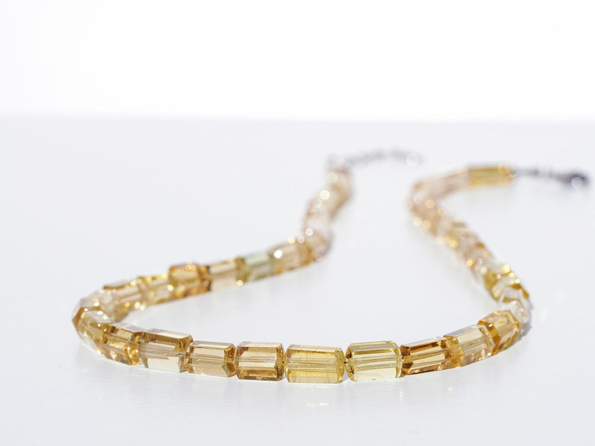 Heliodor Kette gelber Beryl seltener Edelstein Naturkristall poliert mit 925 Sterling Silber rhodinierten Verschluss
