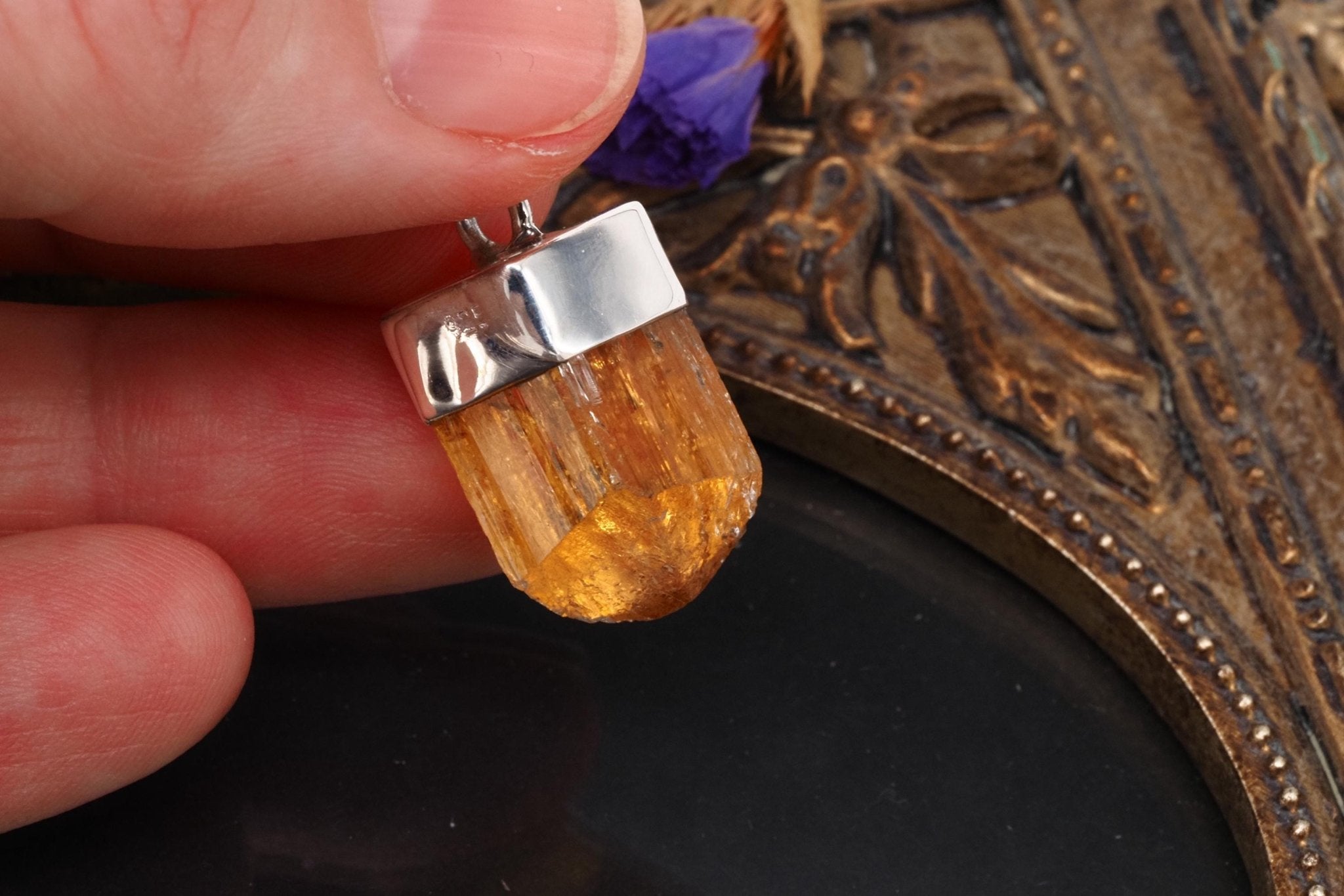 Imperial Topas Anhänger Silber Brasilien 26mm Länge