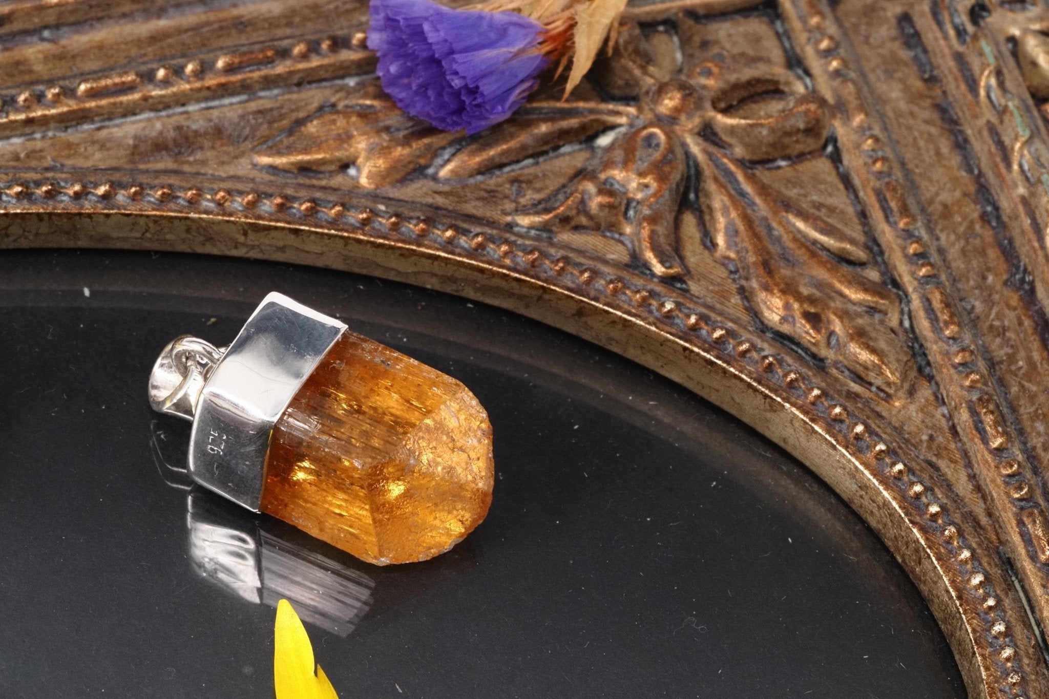 Imperial Topas Anhänger Silber Brasilien 26mm Länge