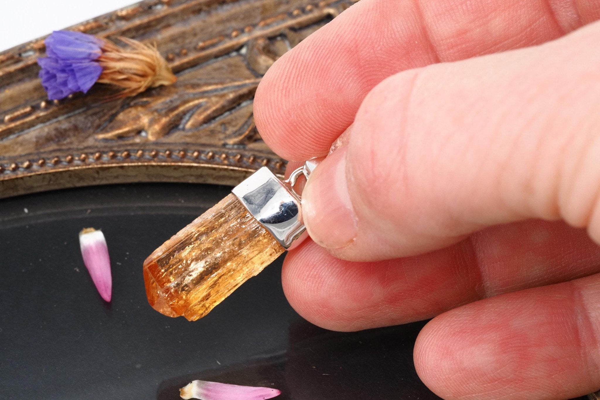 Imperial Topas Anhänger Silber Brasilien 30,5mm Länge