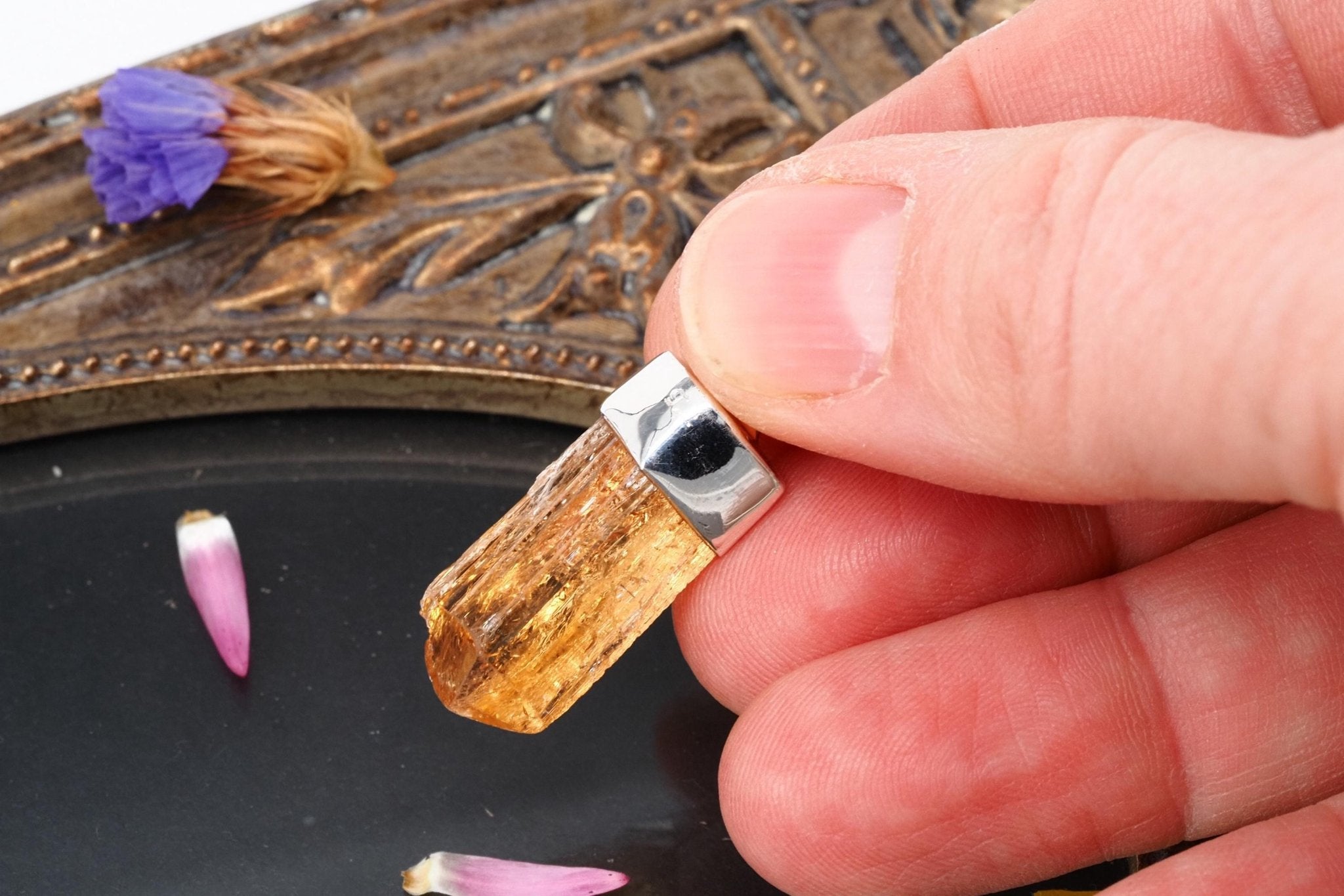 Imperial Topas Anhänger Silber Brasilien 30,5mm Länge