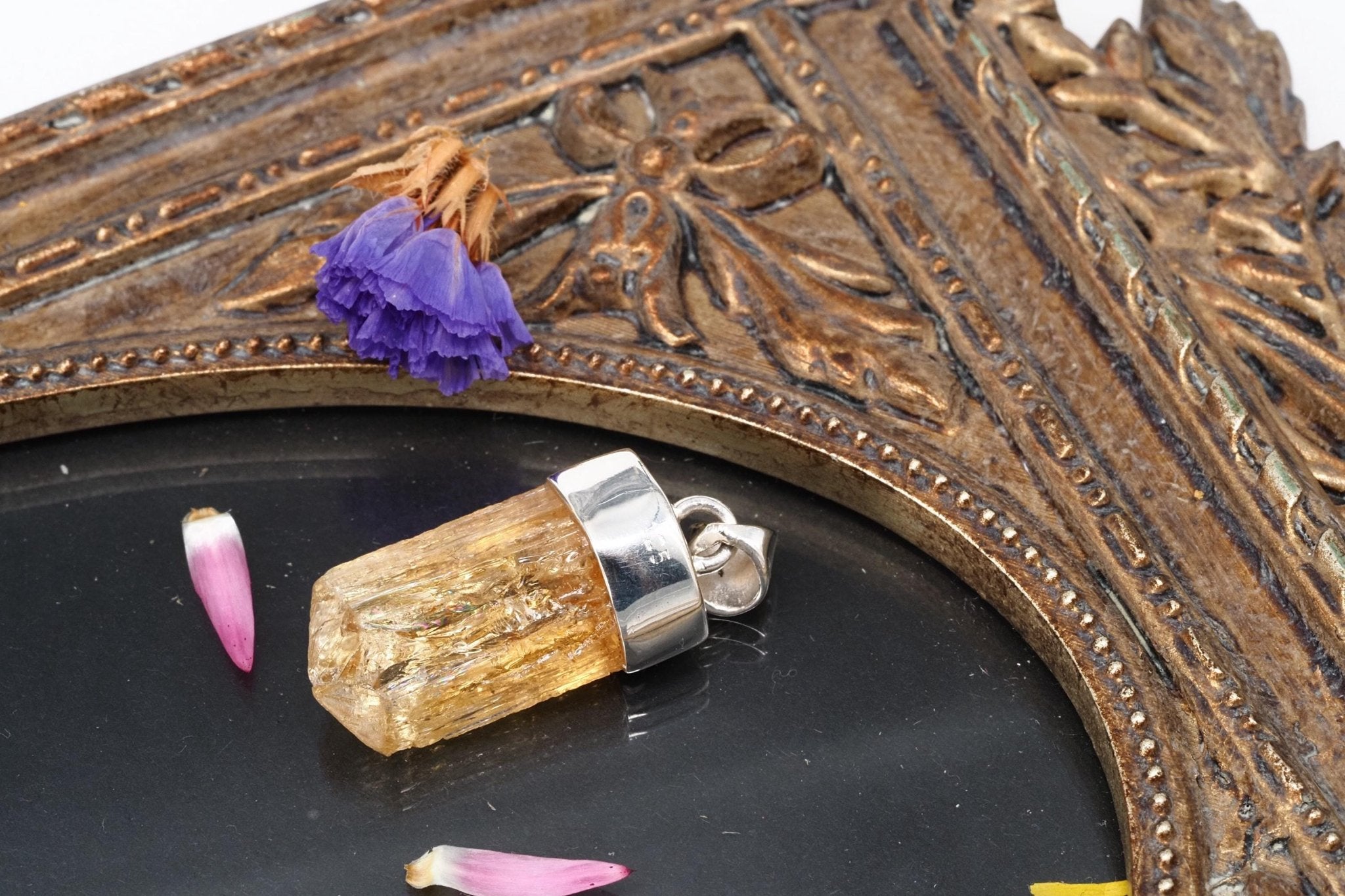 Imperial Topas Anhänger Silber Brasilien 31mm Länge