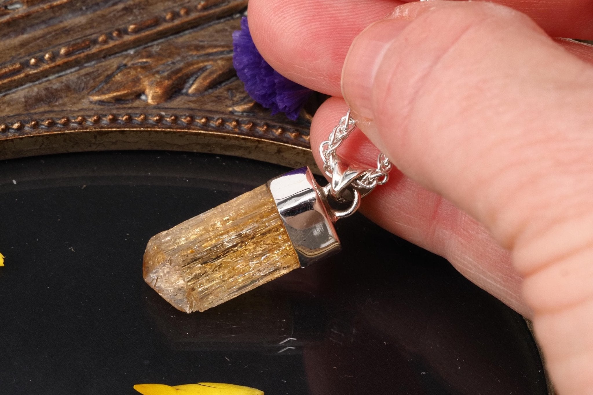 Imperial Topas Anhänger Silber Brasilien 31mm Länge