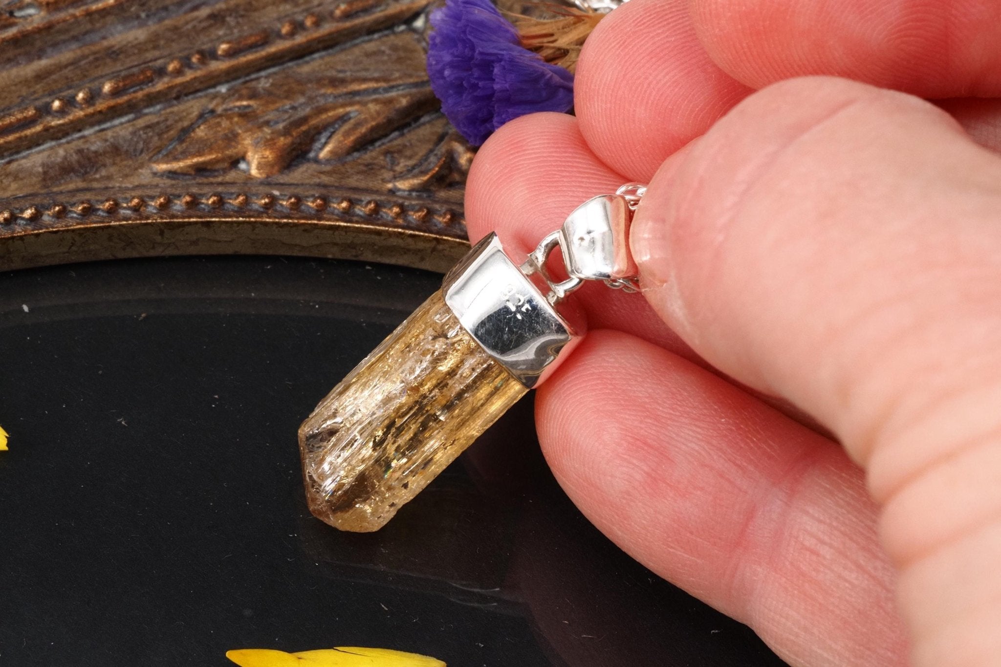 Imperial Topas Anhänger Silber Brasilien 31mm Länge