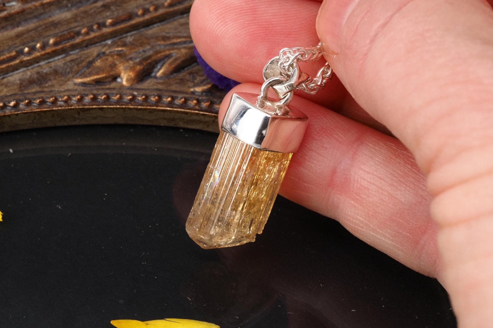 Imperial Topas Anhänger Silber Brasilien 31mm Länge