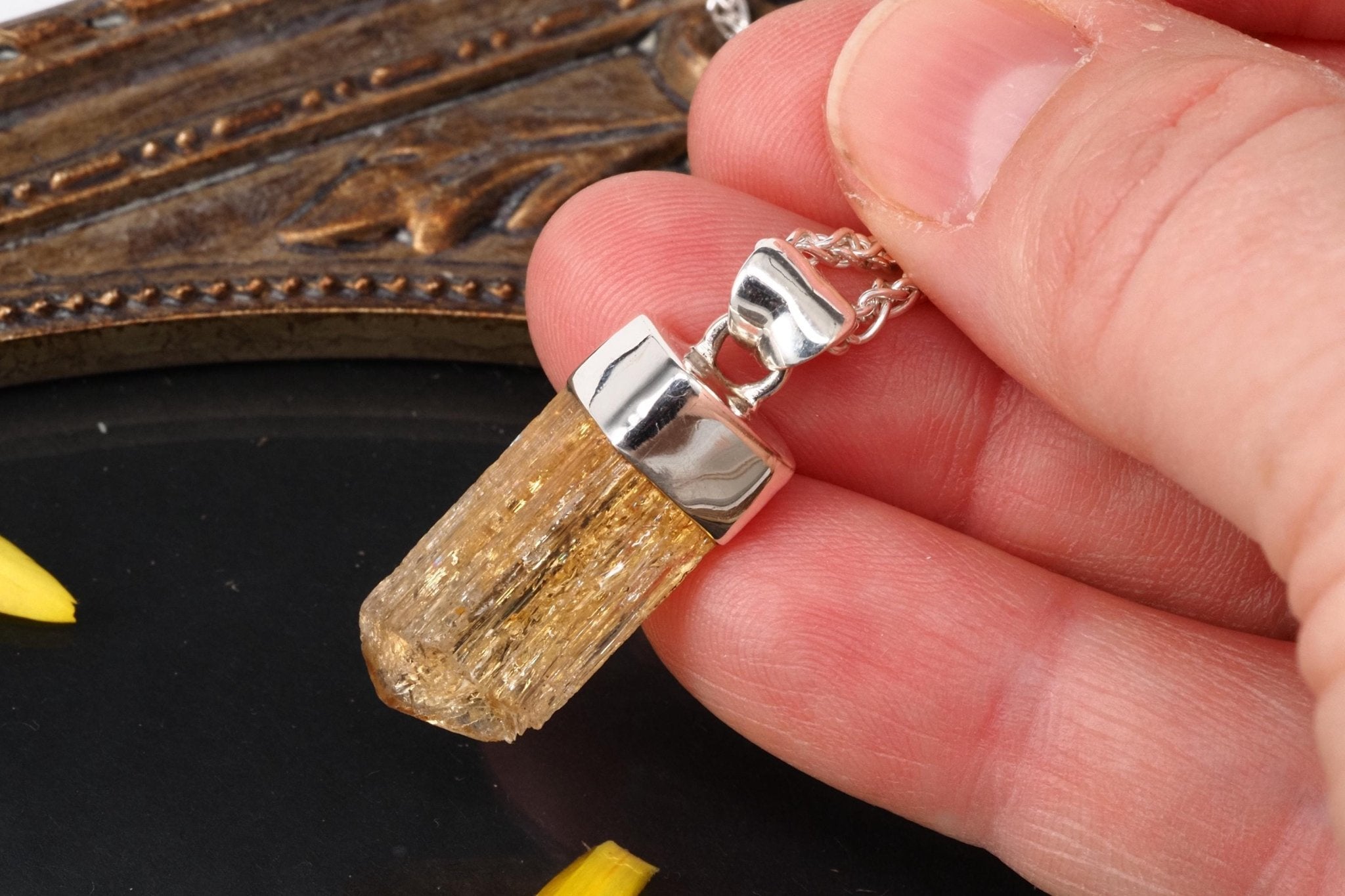 Imperial Topas Anhänger Silber Brasilien 31mm Länge