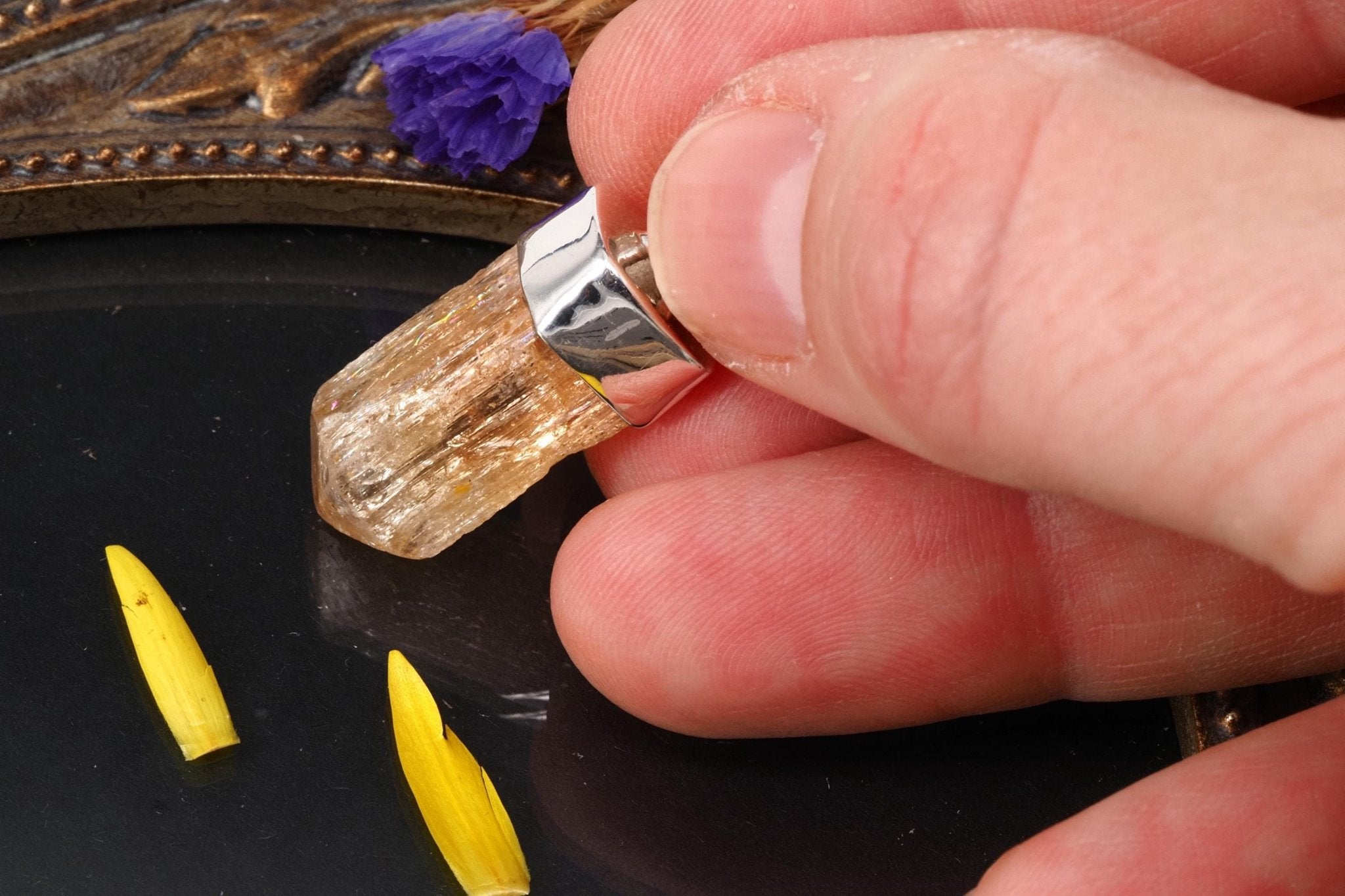 Imperial Topas Anhänger Silber Brasilien 32mm Länge