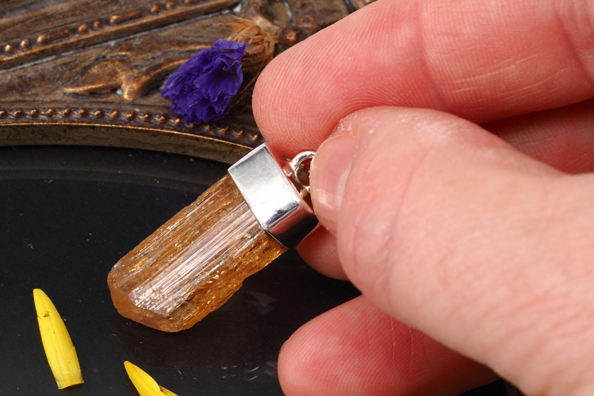 Imperial Topas Anhänger Silber Brasilien 32mm Länge