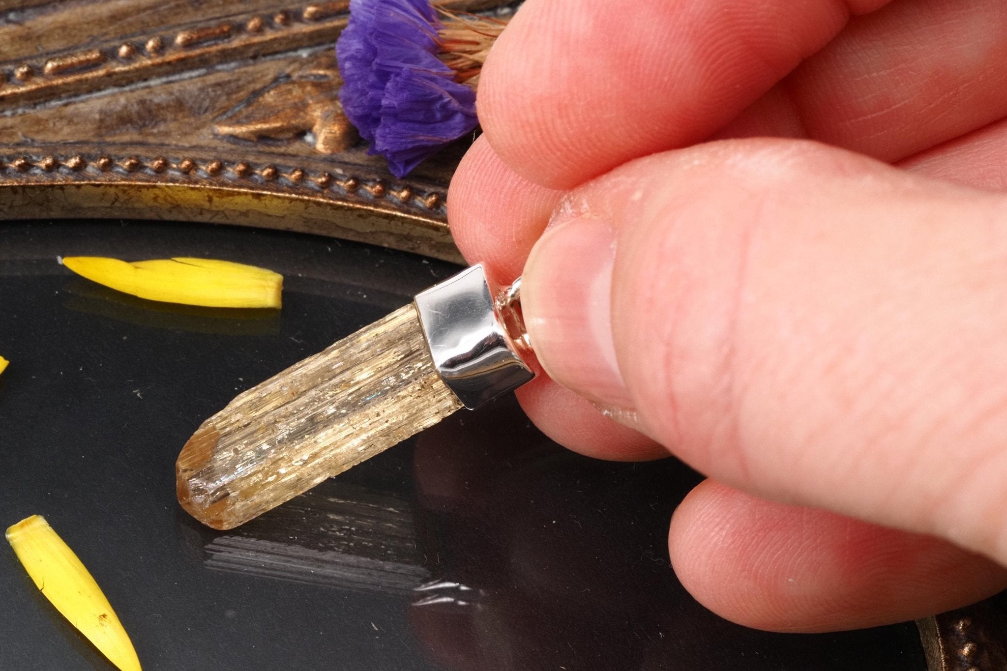 Imperial Topas Anhänger Silber Brasilien 33,2mm Länge