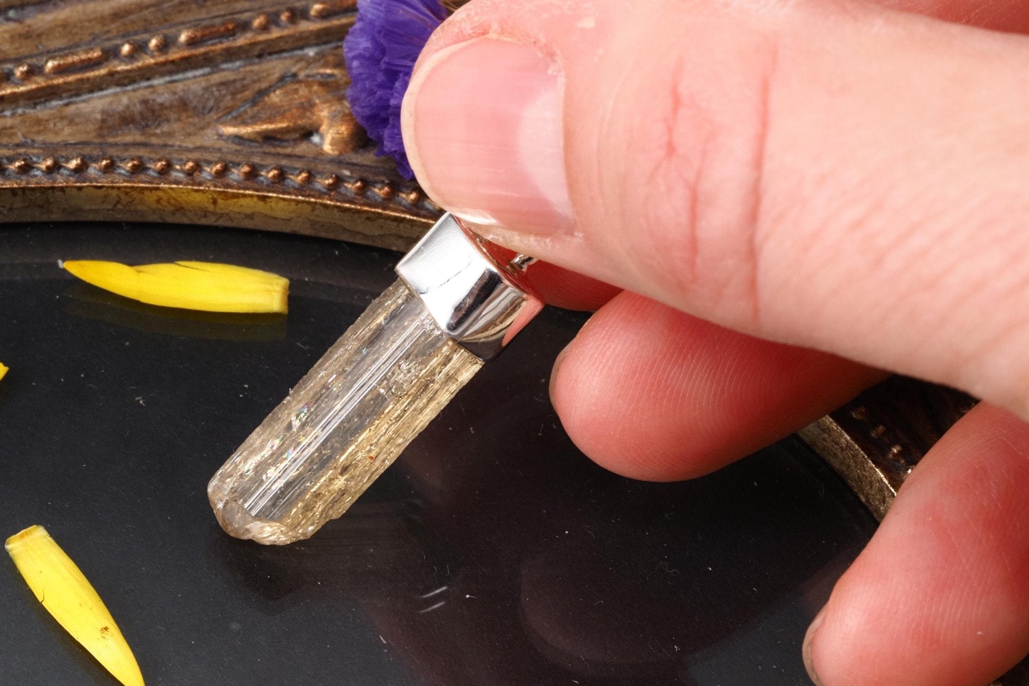 Imperial Topas Anhänger Silber Brasilien 33,2mm Länge