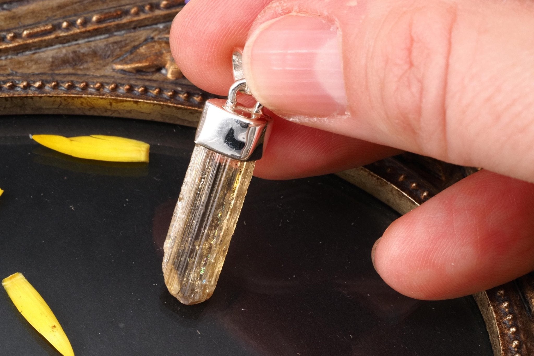 Imperial Topas Anhänger Silber Brasilien 33,2mm Länge