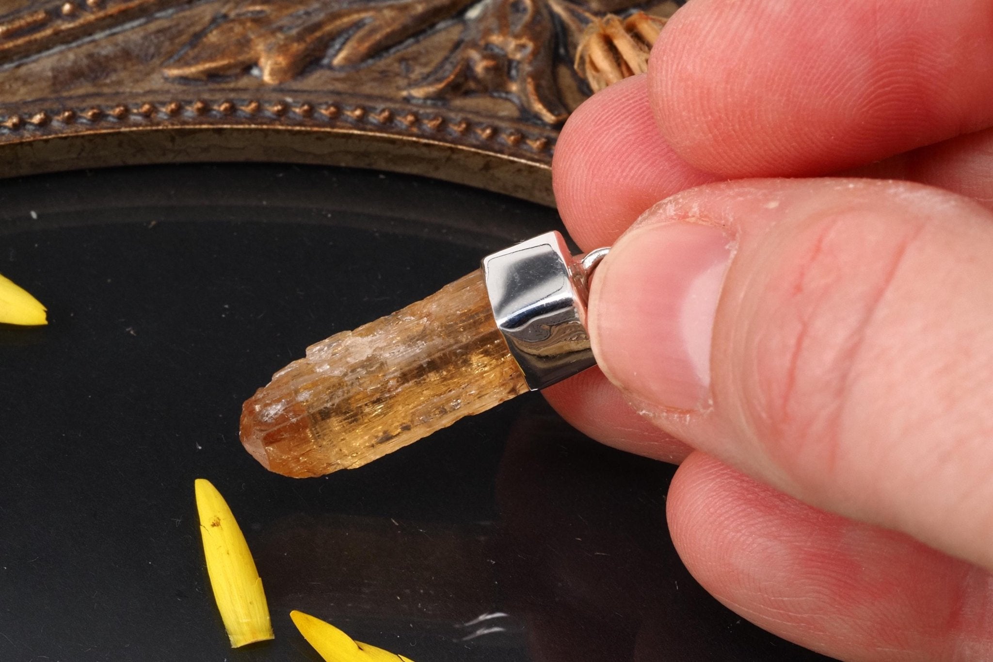 Imperial Topas Anhänger Silber Brasilien 33mm Länge