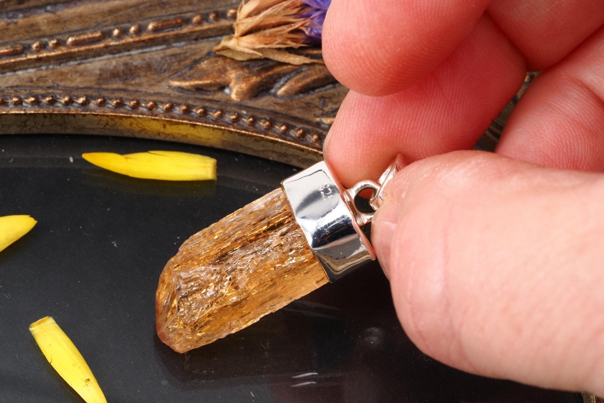 Imperial Topas Anhänger Silber Brasilien Gold Topas