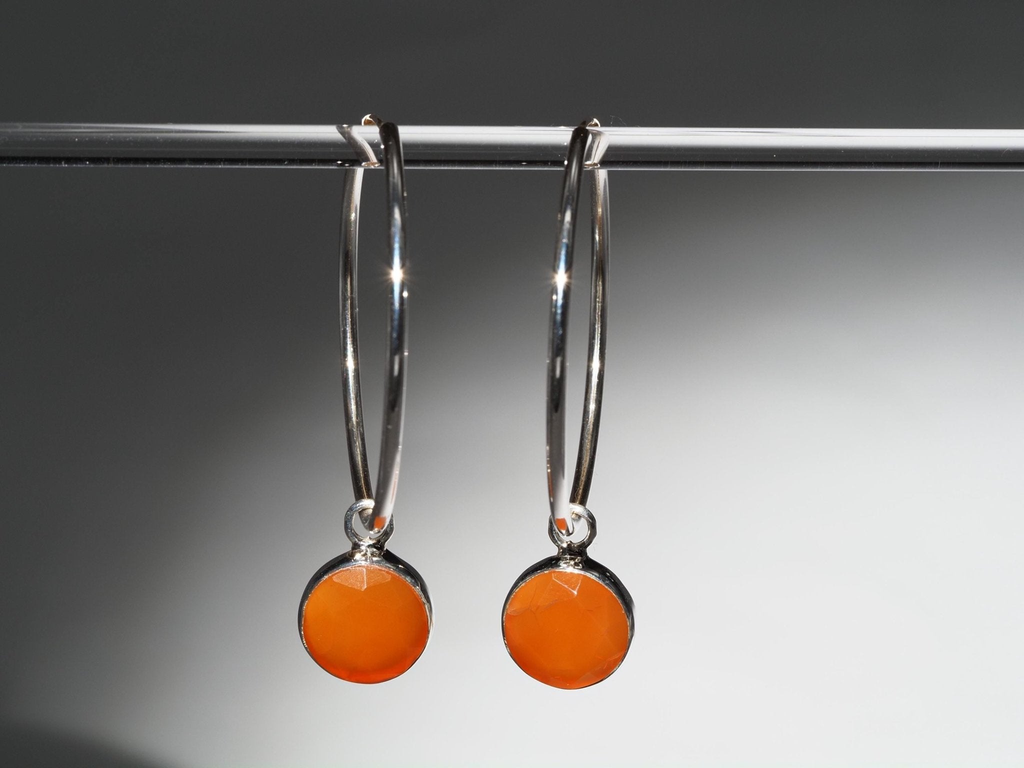 Karneol Silber Creolen Ohrringe mit orangen Edelsteinen