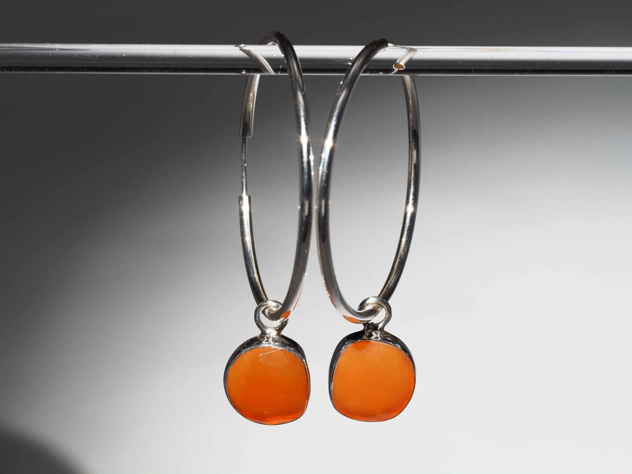 Karneol Silber Creolen Ohrringe rose cut Edelsteinen