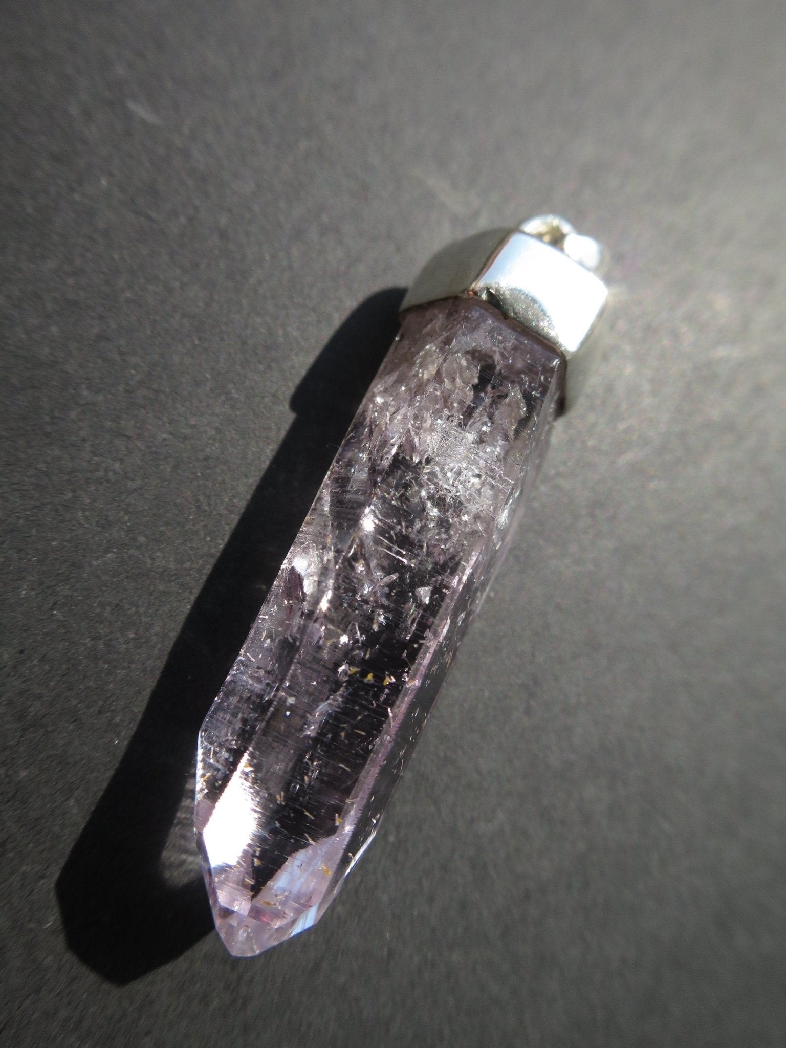 Kristall Anhänger Silber Namibia Natur Kristall Brandberg Afrika zart lila Kristall Spitze Kettenanhänger Silber Amethyst Anhänger Silber