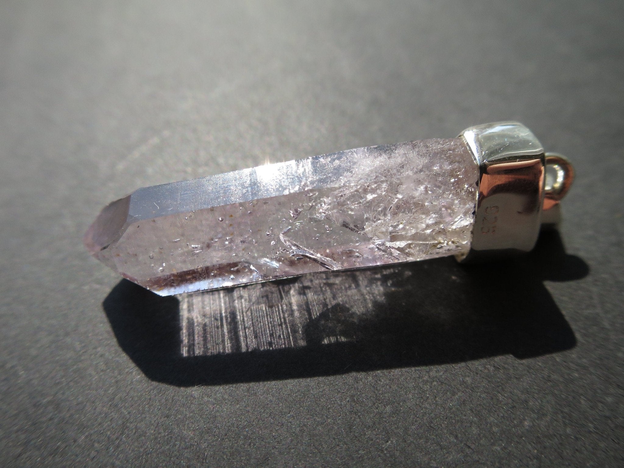 Kristall Anhänger Silber Namibia Natur Kristall Brandberg Afrika zart lila Kristall Spitze Kettenanhänger Silber Amethyst Anhänger Silber