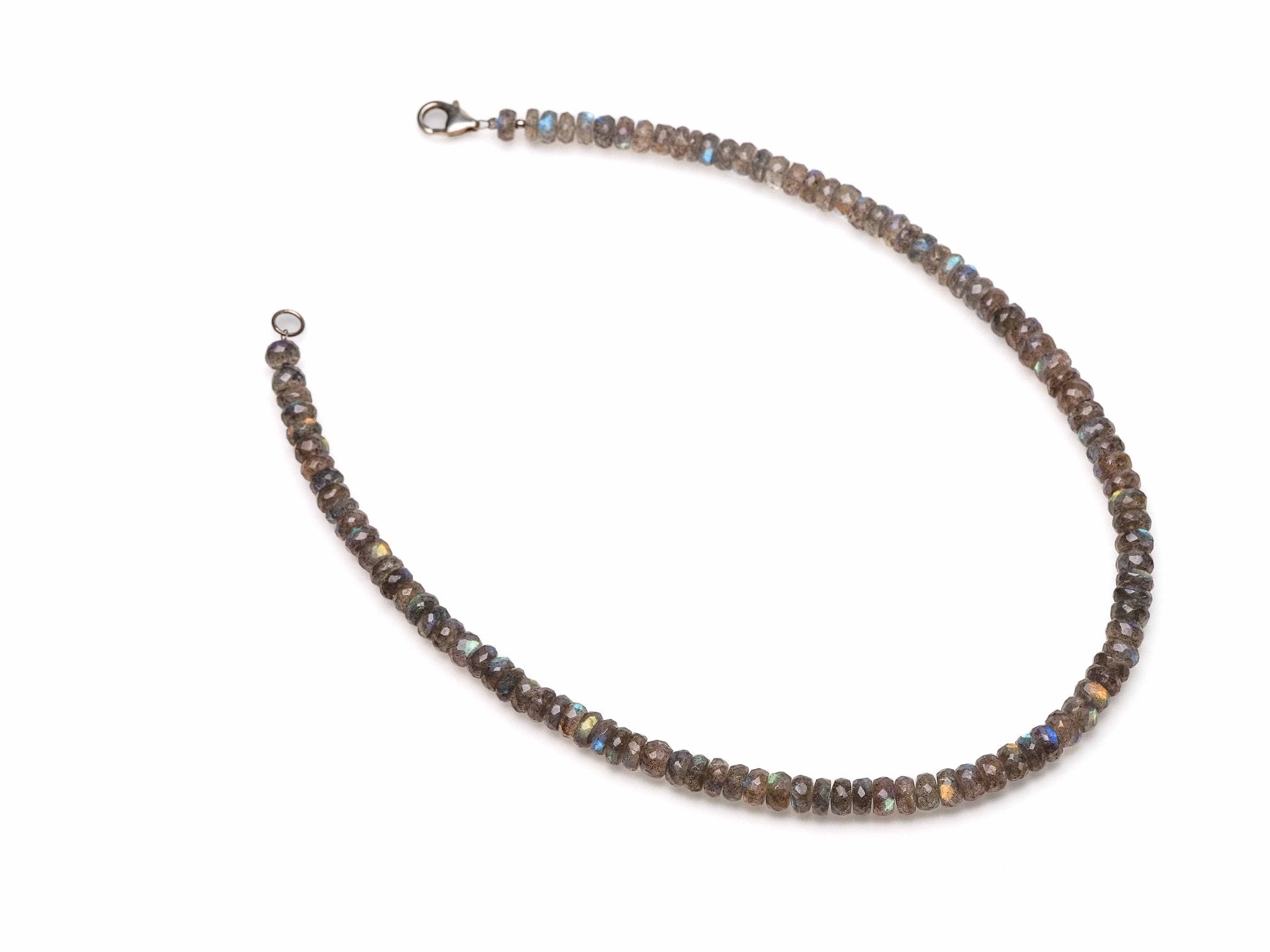 Kurze Labradorit Kette facettiert 925 Silber Verschluss