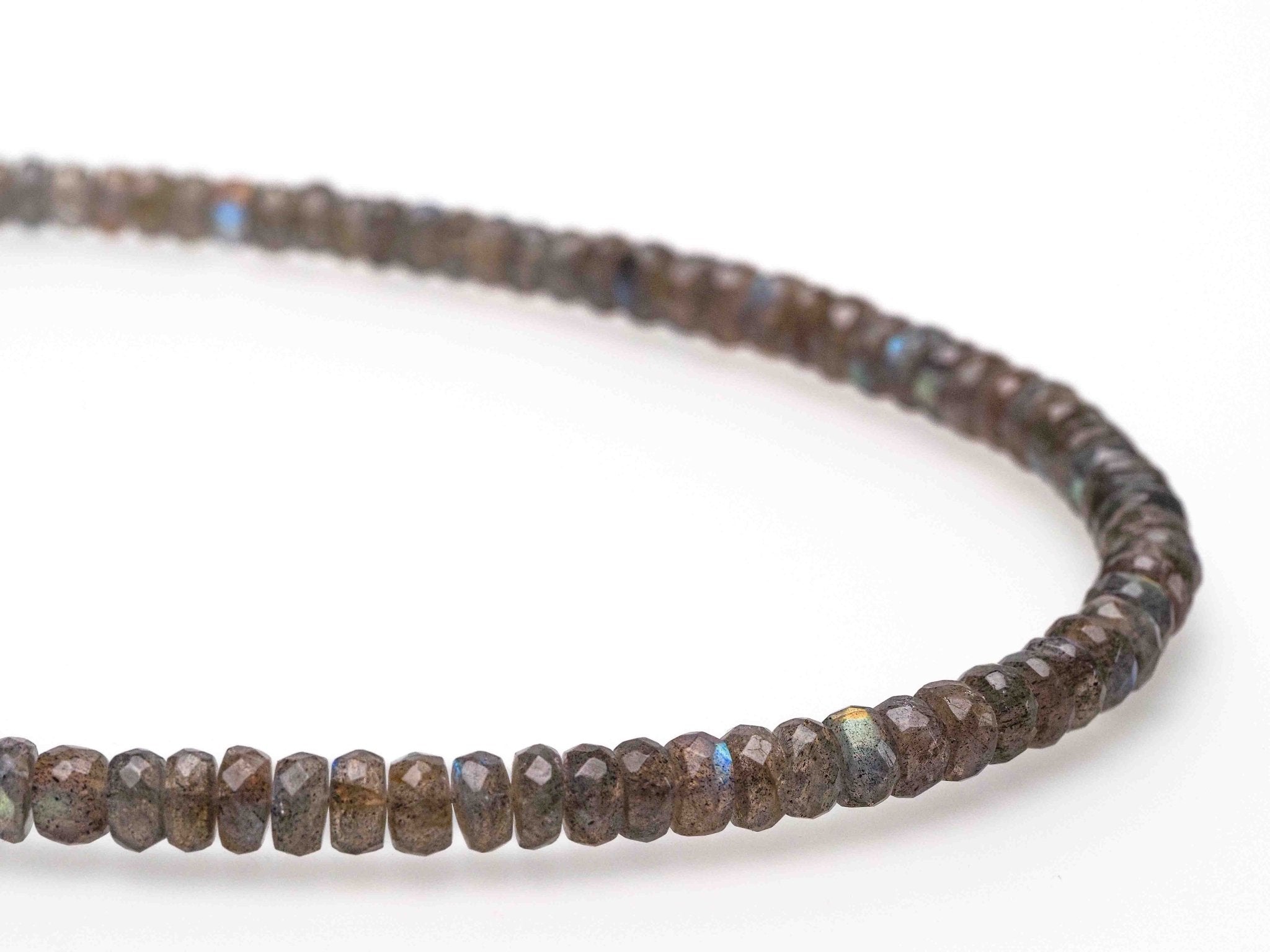 Kurze Labradorit Kette facettiert 925 Silber Verschluss