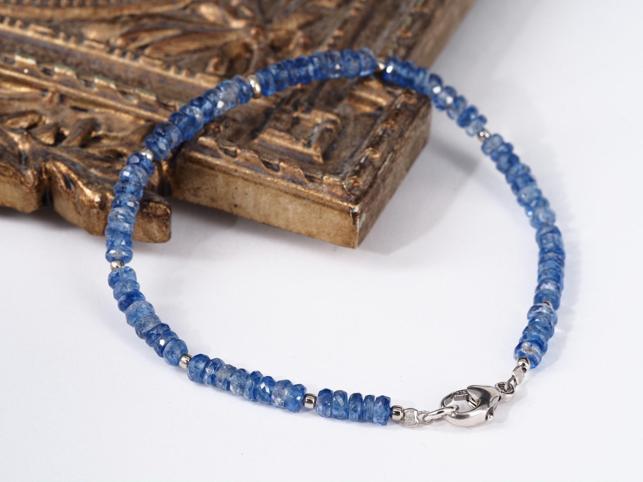 Kyanit Armband facettiert 19cm blaues Edelsteinarmband