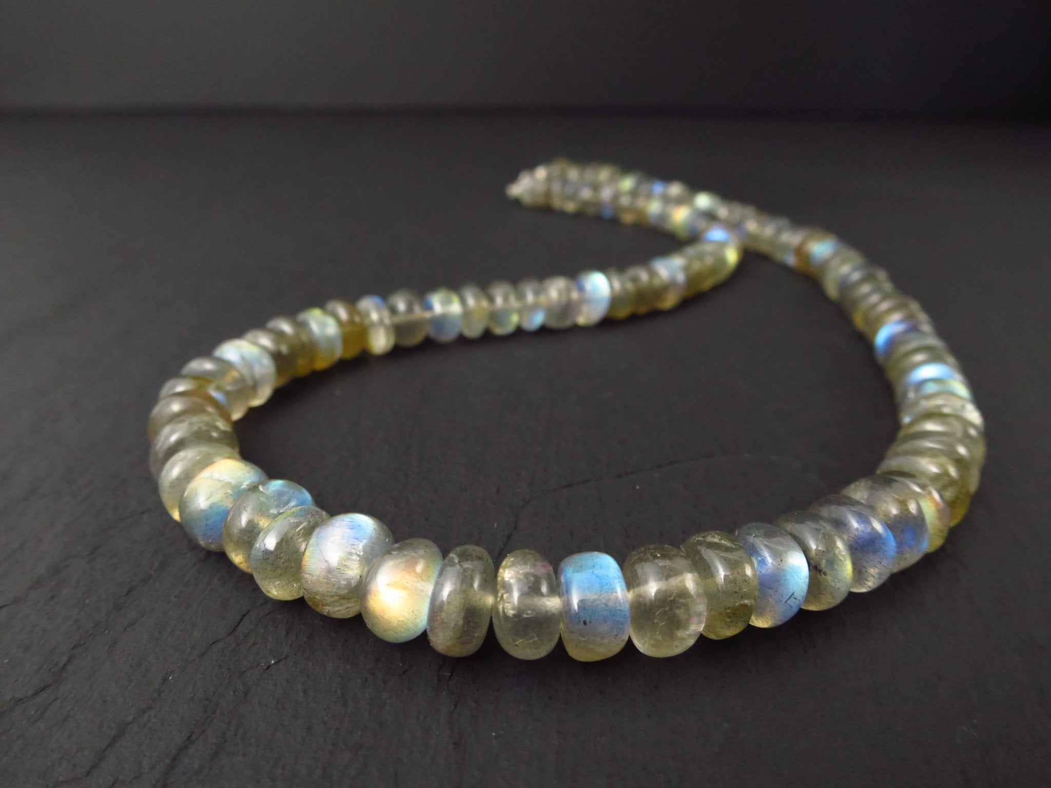 Labradorit Kette Rondelle polliert 925 Sterling Silber