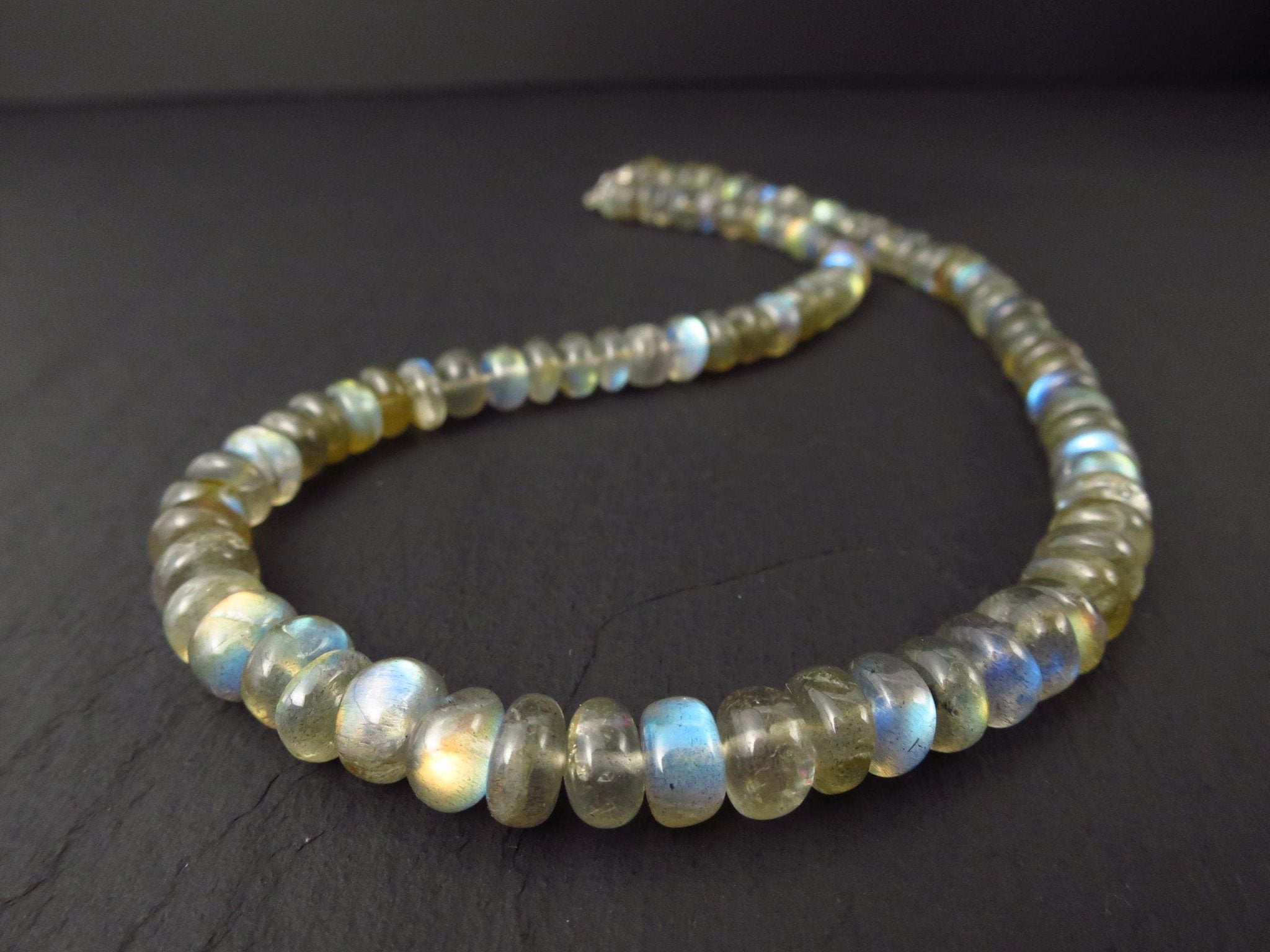 Labradorit Kette Rondelle polliert 925 Sterling Silber