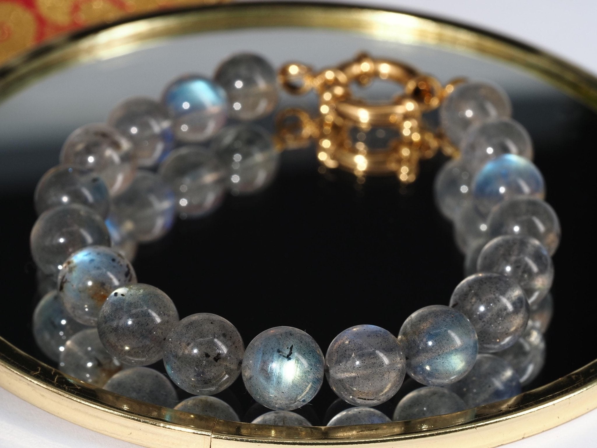 Labradorit Kugel Armband – edler Naturstein mit intensivem blau - grünem Schimmer