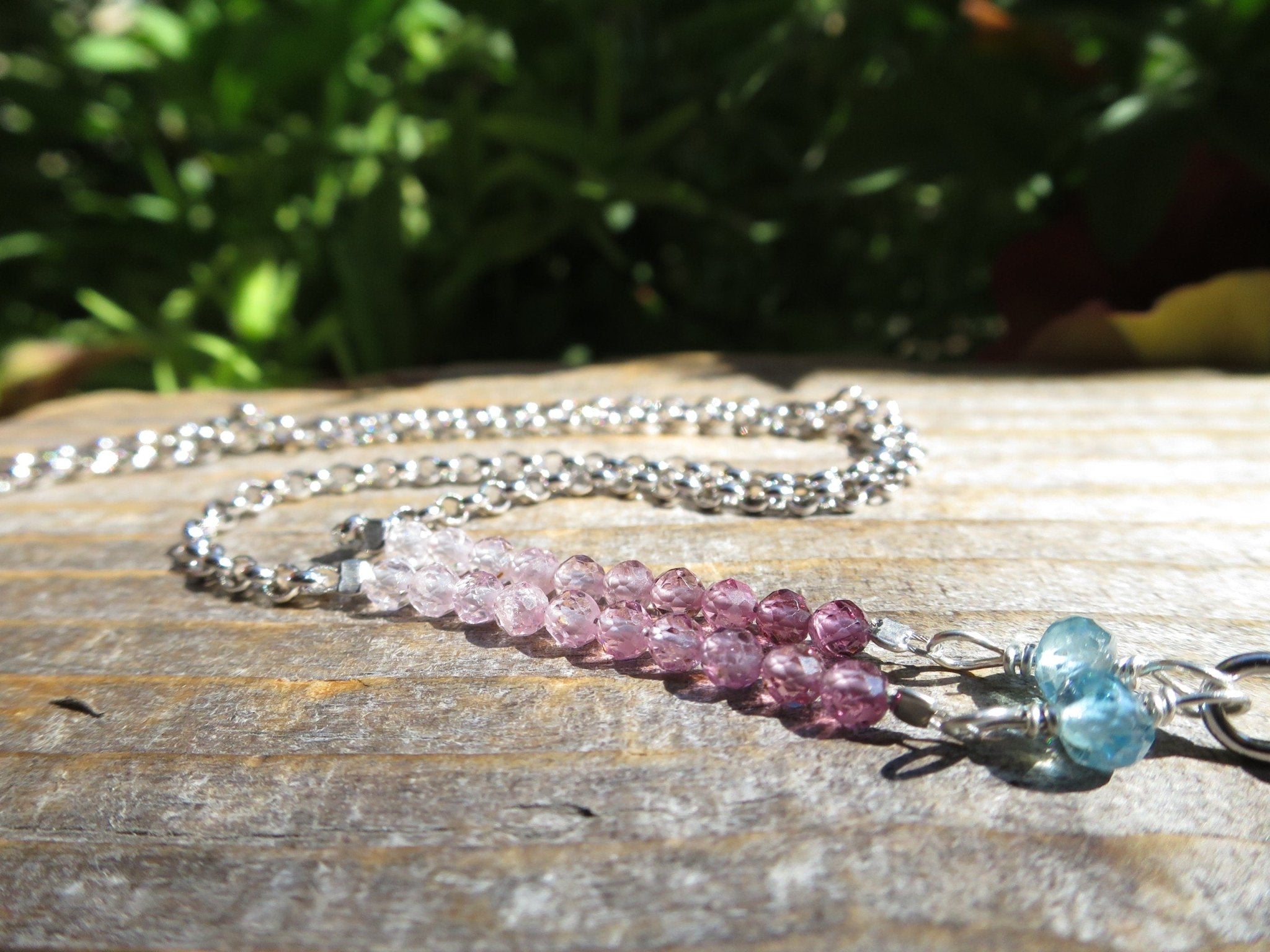 Lavendel Quarz Kette natur Zircon blauer Spinell