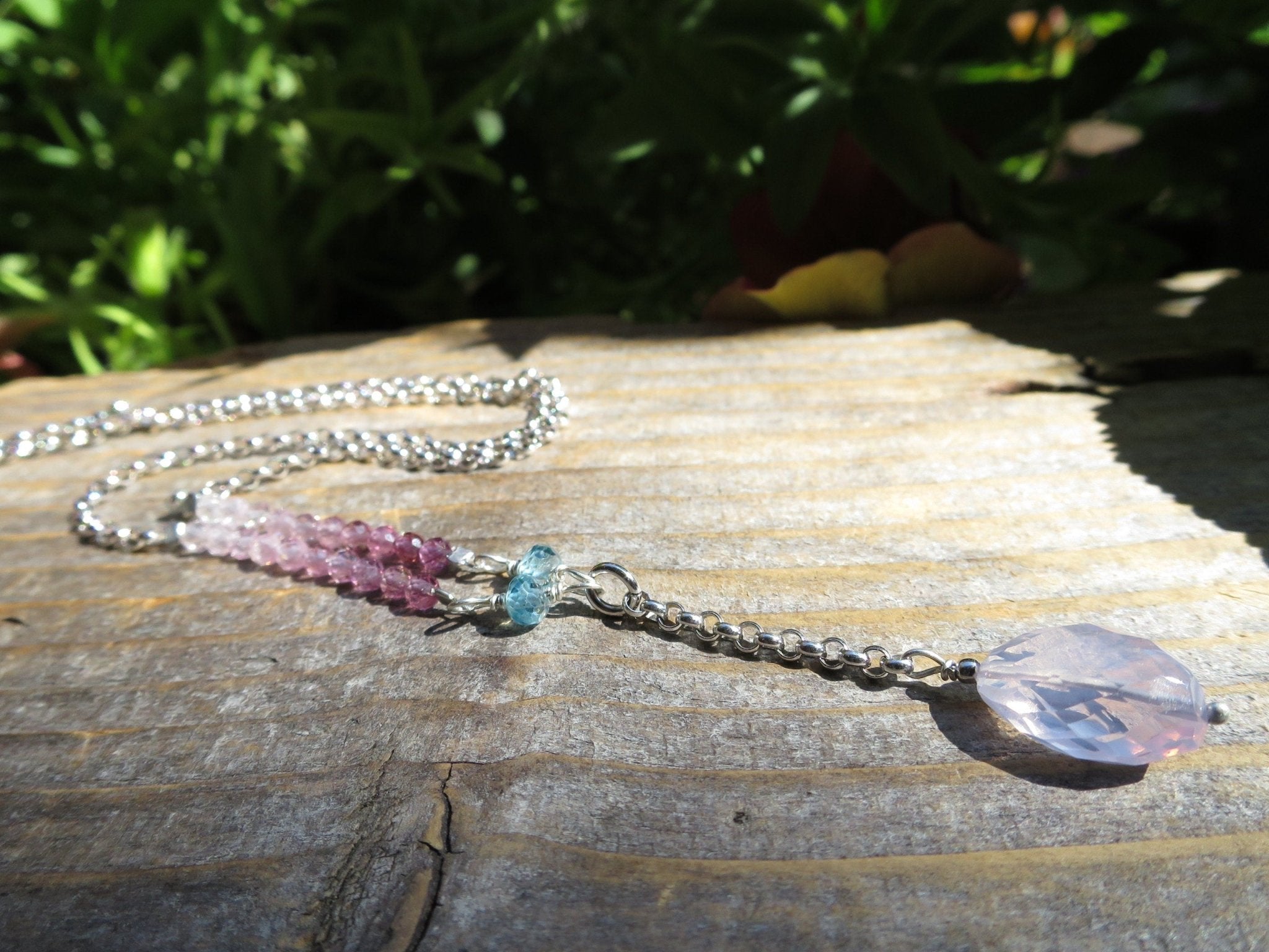 Lavendel Quarz Kette natur Zircon blauer Spinell