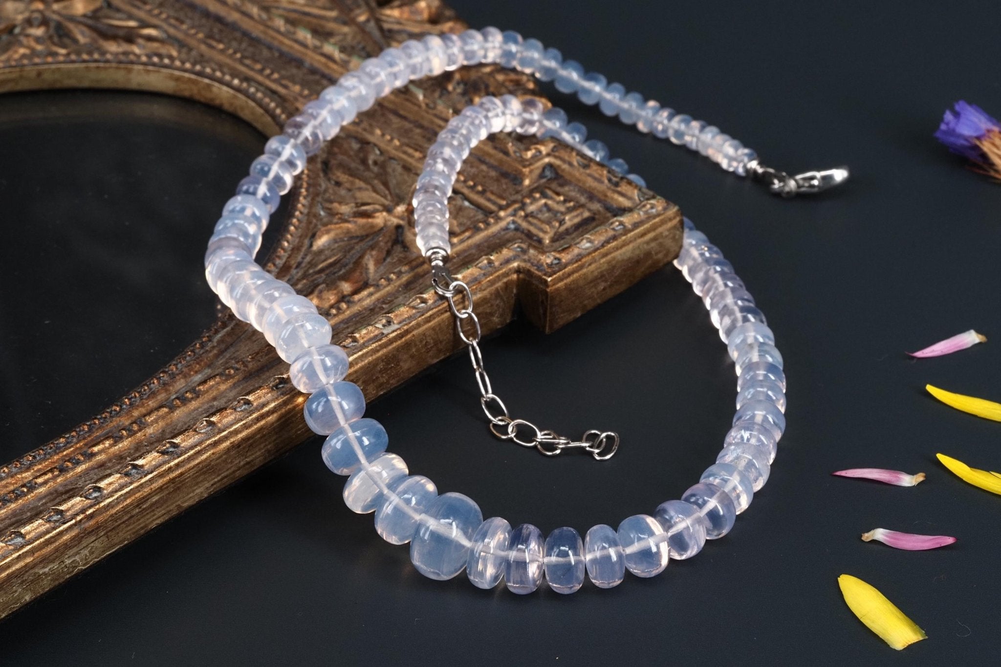 Lavendelquarz Kette Scorolith Natur Collier lila Edelstein