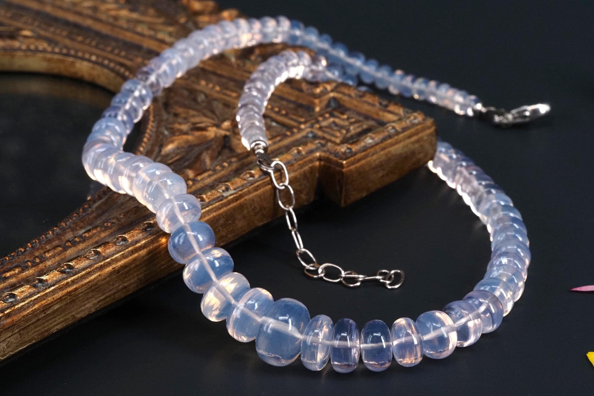 Lavendelquarz Kette Scorolith Natur Collier lila Edelstein