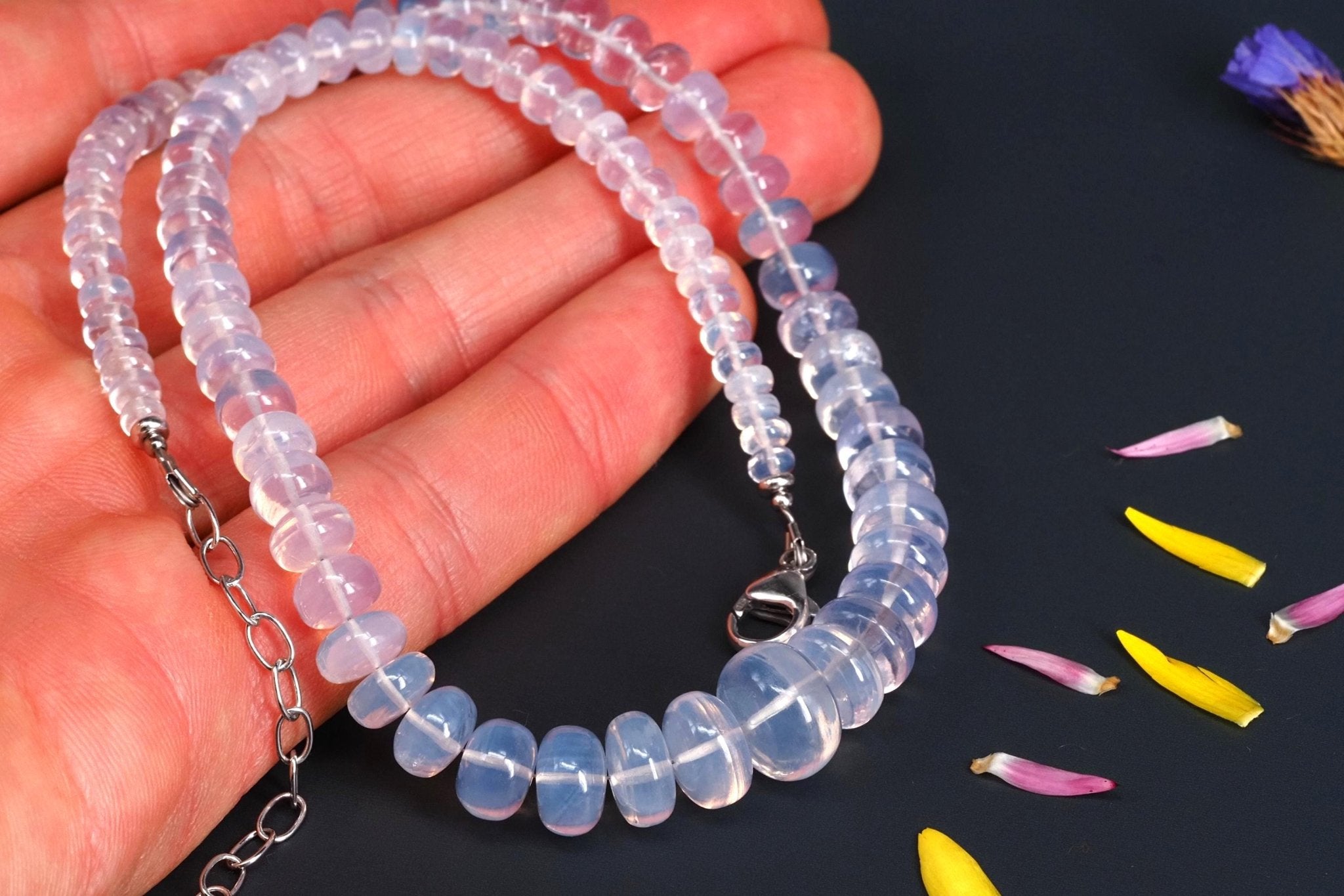 Lavendelquarz Kette Scorolith Natur Collier lila Edelstein