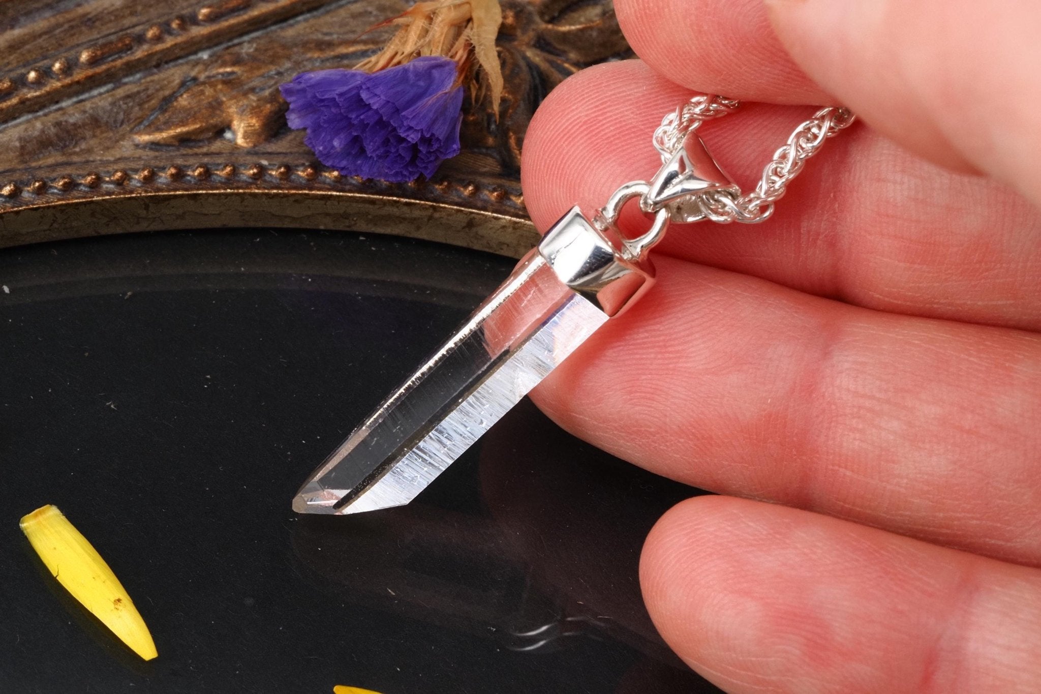 Lemuria Bergkristall Anhänger Silber Länge 38mm mit Öse