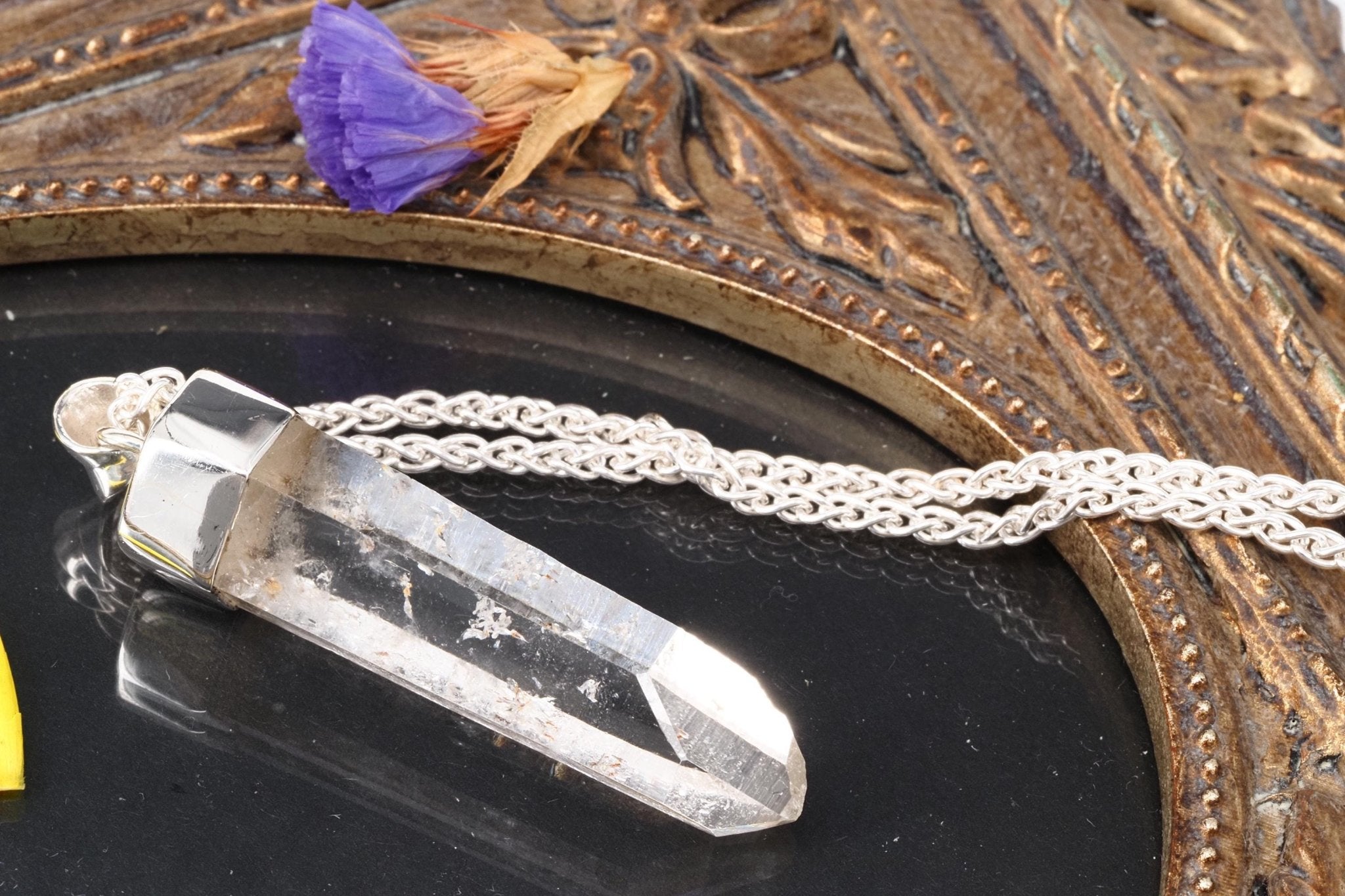 Lemuria Bergkristall Anhänger Silber Länge 47mm mit Öse