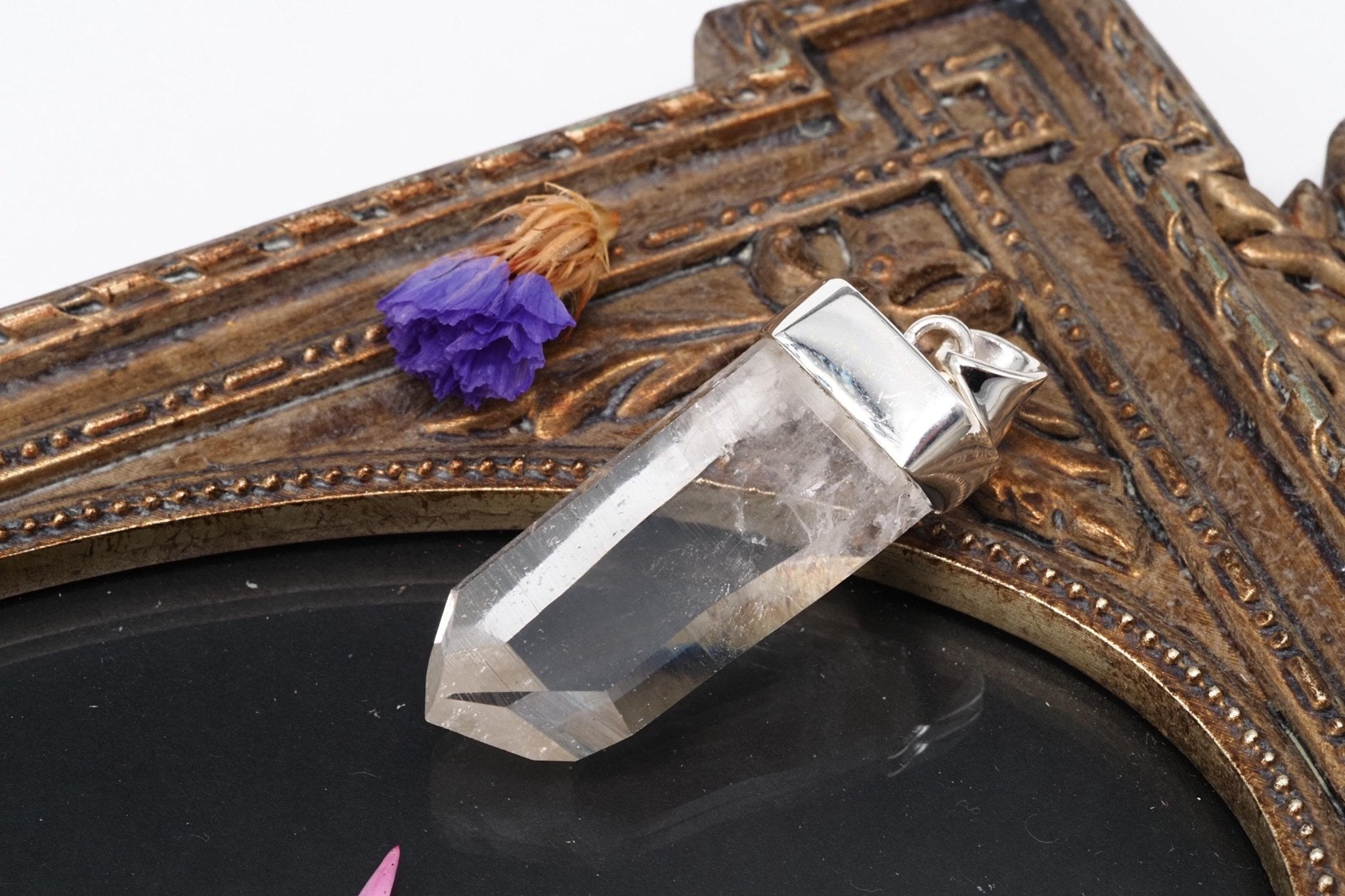 Lemuria Bergkristall Anhänger Silber Länge 47mm mit Öse