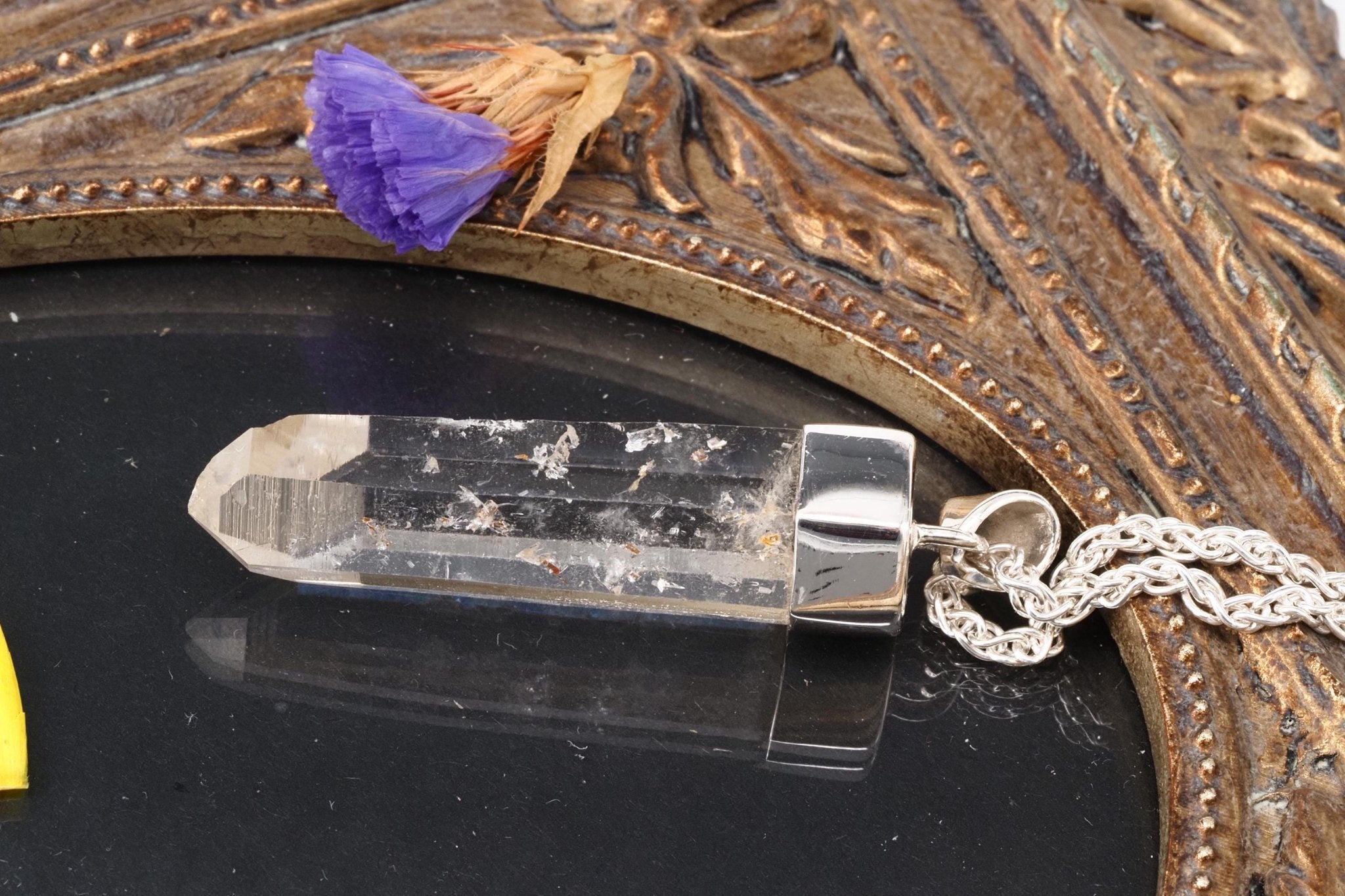 Lemuria Bergkristall Anhänger Silber Länge 47mm mit Öse