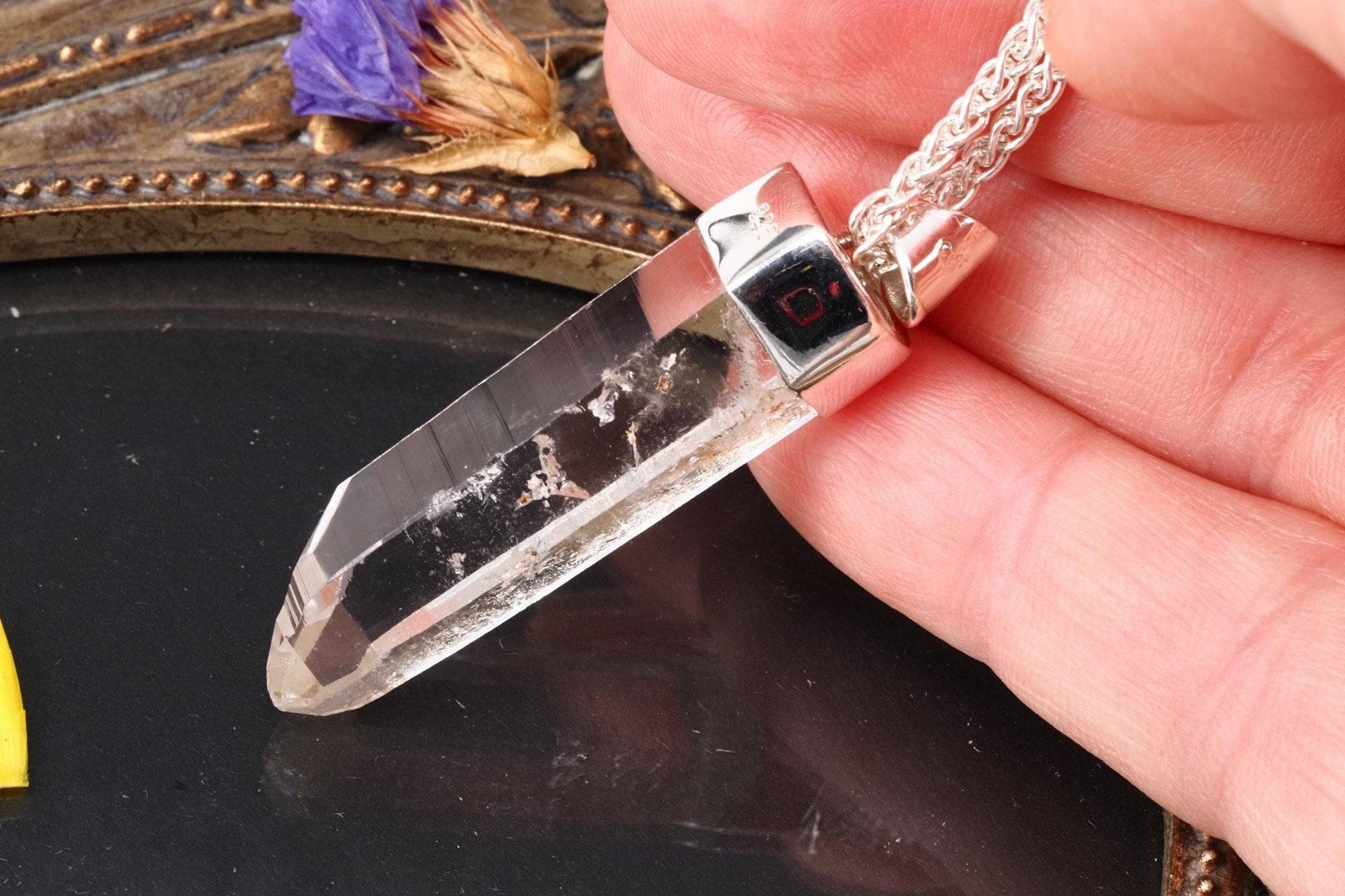 Lemuria Bergkristall Anhänger Silber Länge 47mm mit Öse