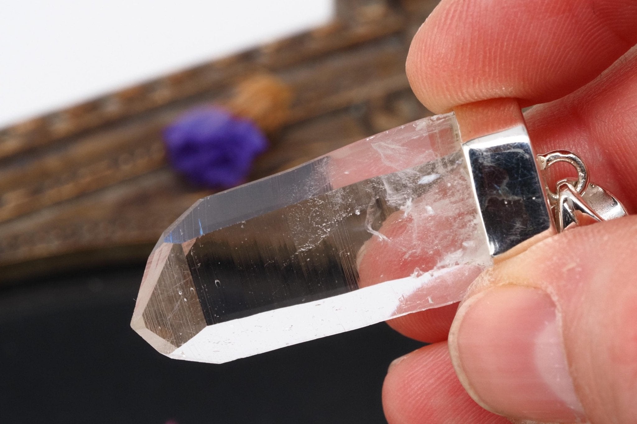 Lemuria Bergkristall Anhänger Silber Länge 47mm mit Öse