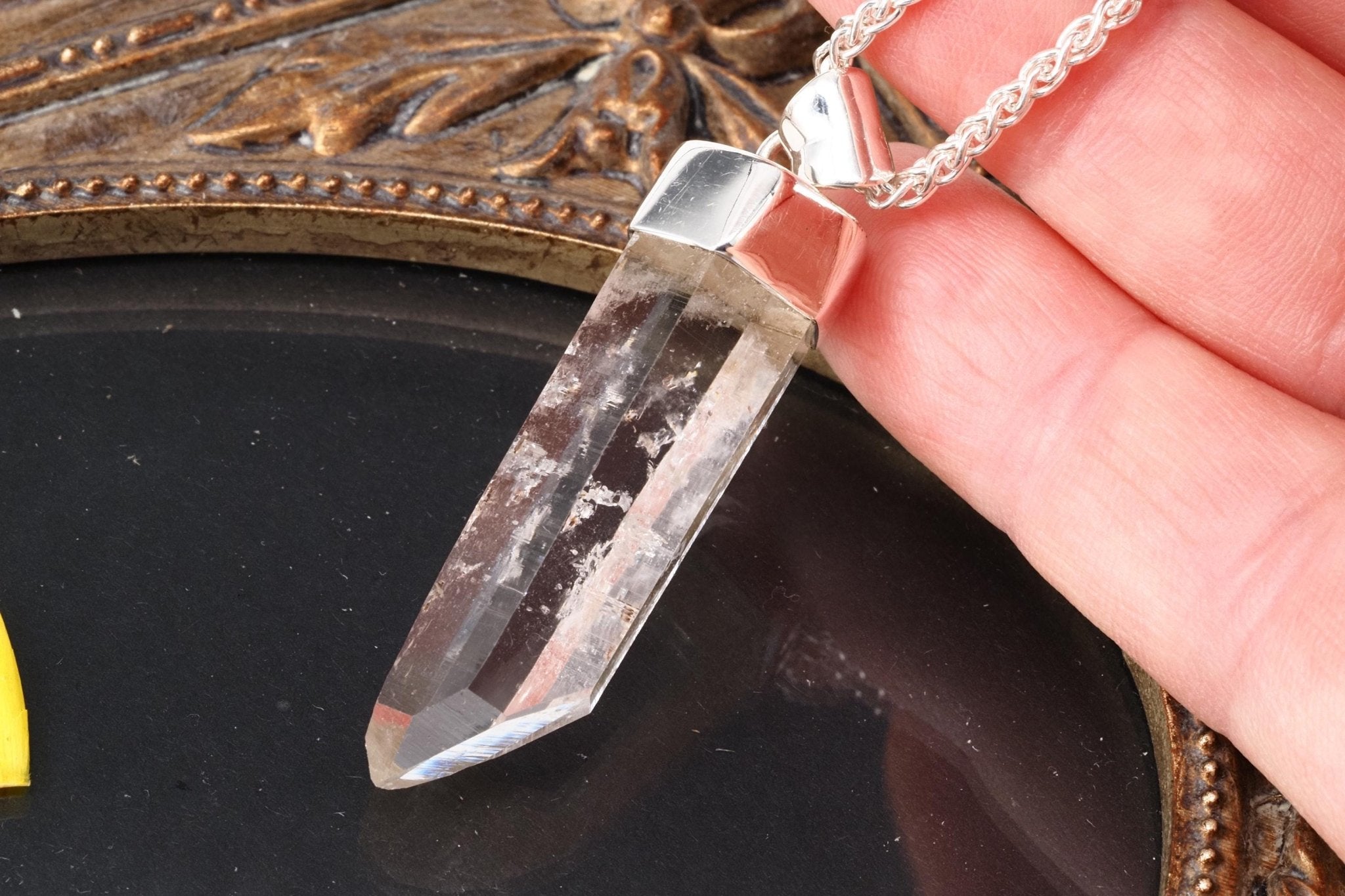 Lemuria Bergkristall Anhänger Silber Länge 47mm mit Öse