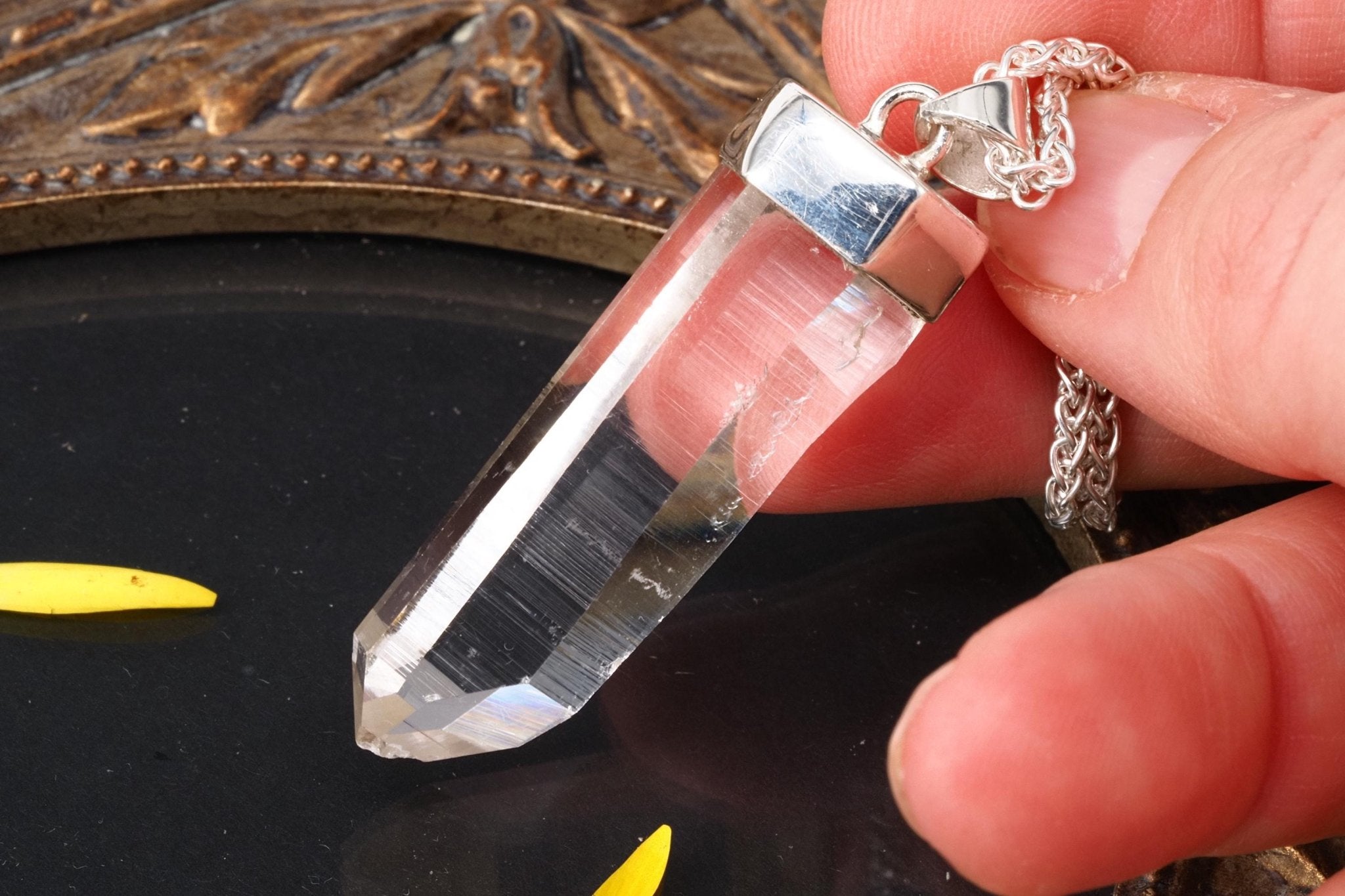 Lemuria Bergkristall Anhänger Silber Länge 50mm mit Öse